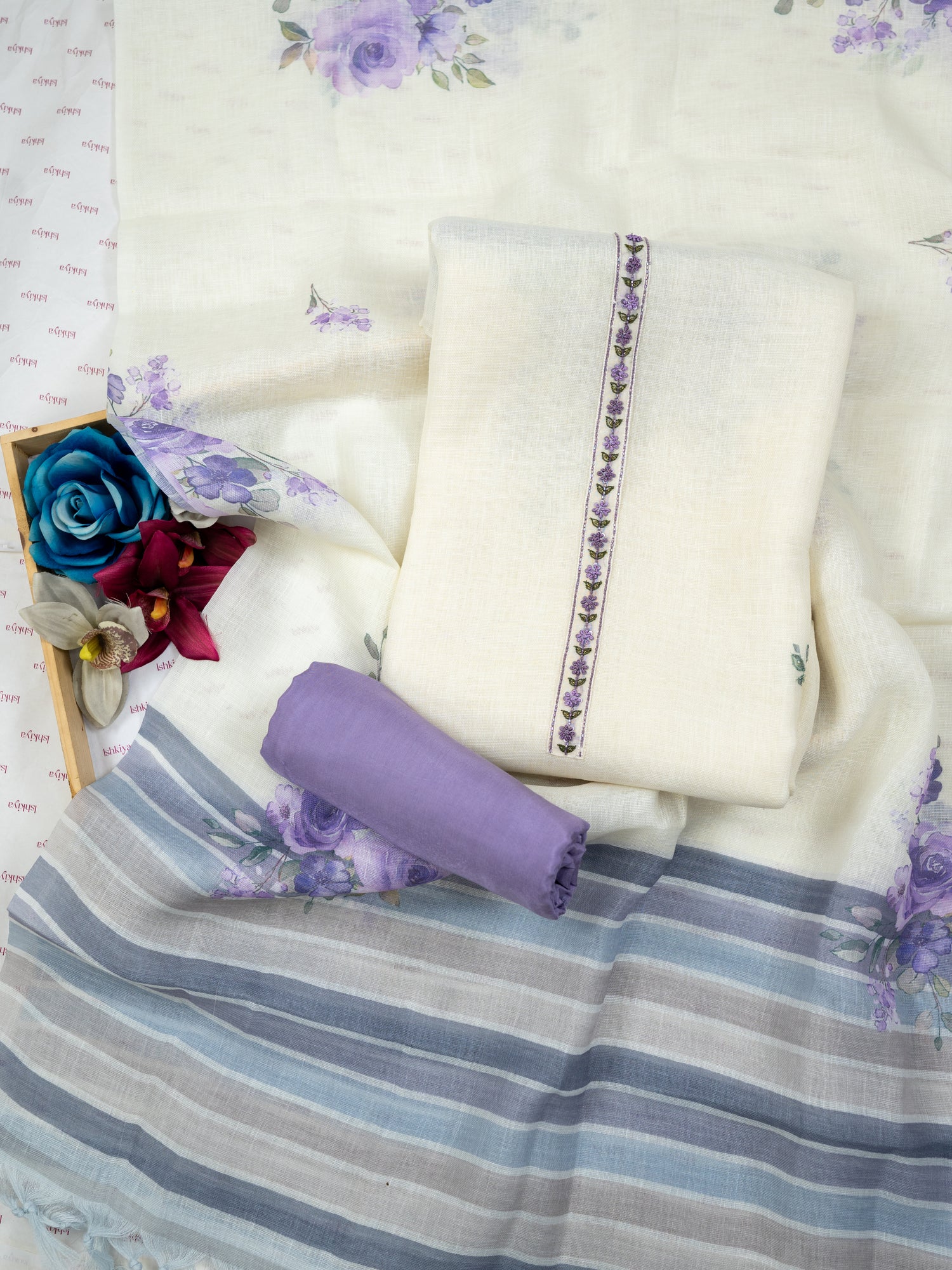 RAQS-Unstitched Linen Tissue Suit Set