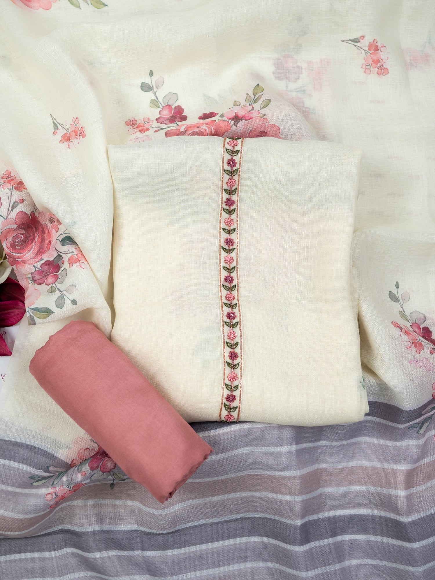 RAQS-Unstitched Linen Tissue Suit Set