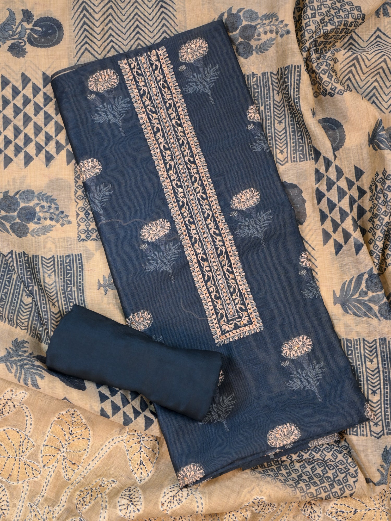 TARANG-Unstitched Linen Tissue Suit Set