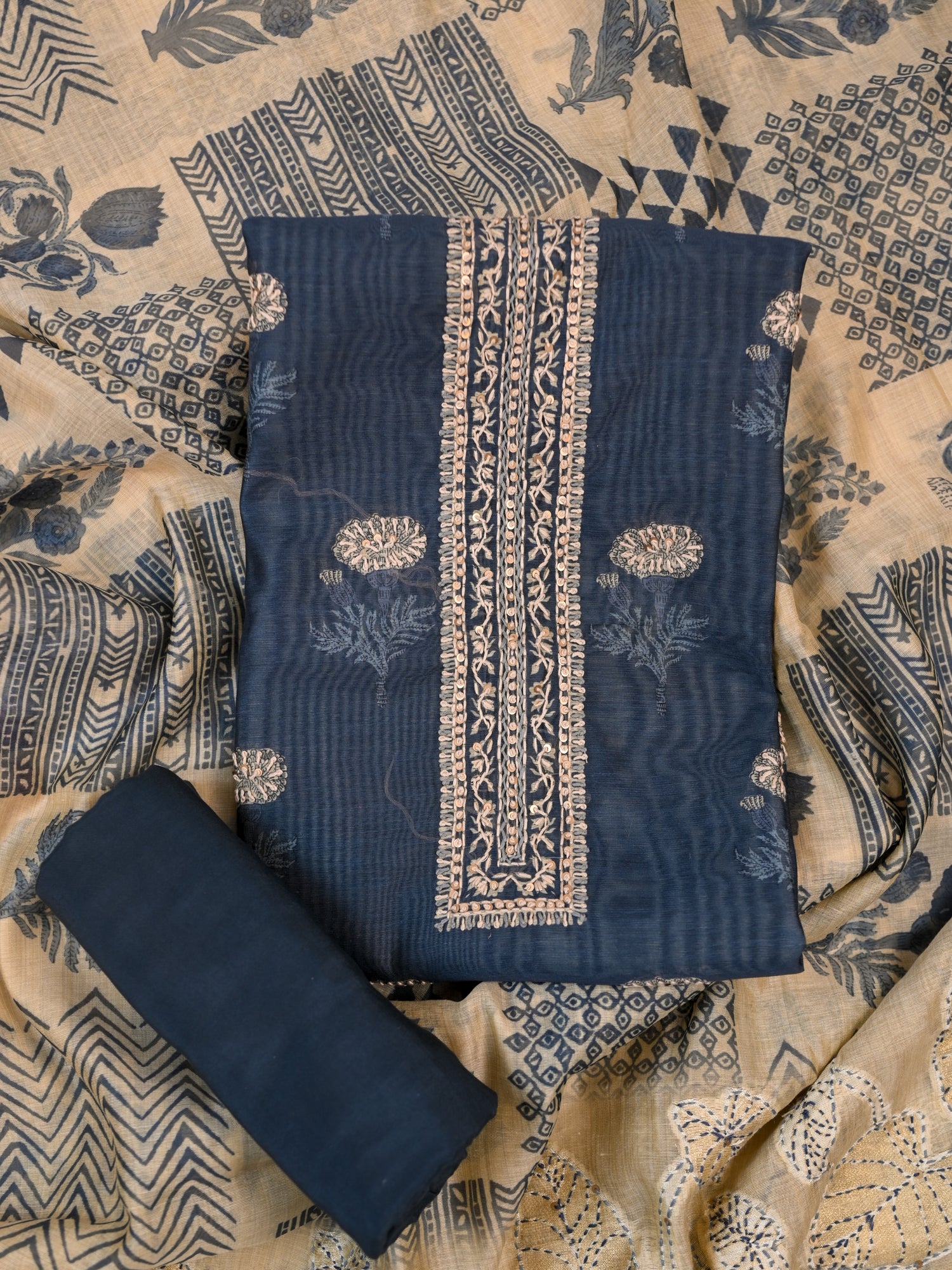 TARANG-Unstitched Linen Tissue Suit Set