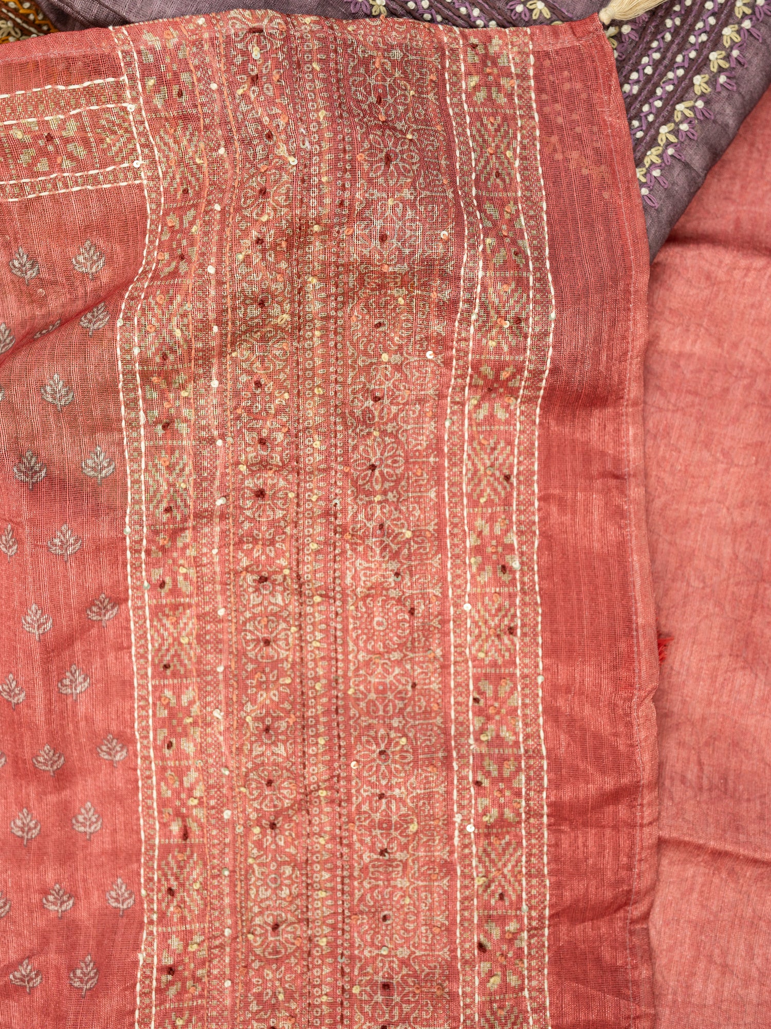 AMAAL-Unstitched Tussar Silk Suit Set