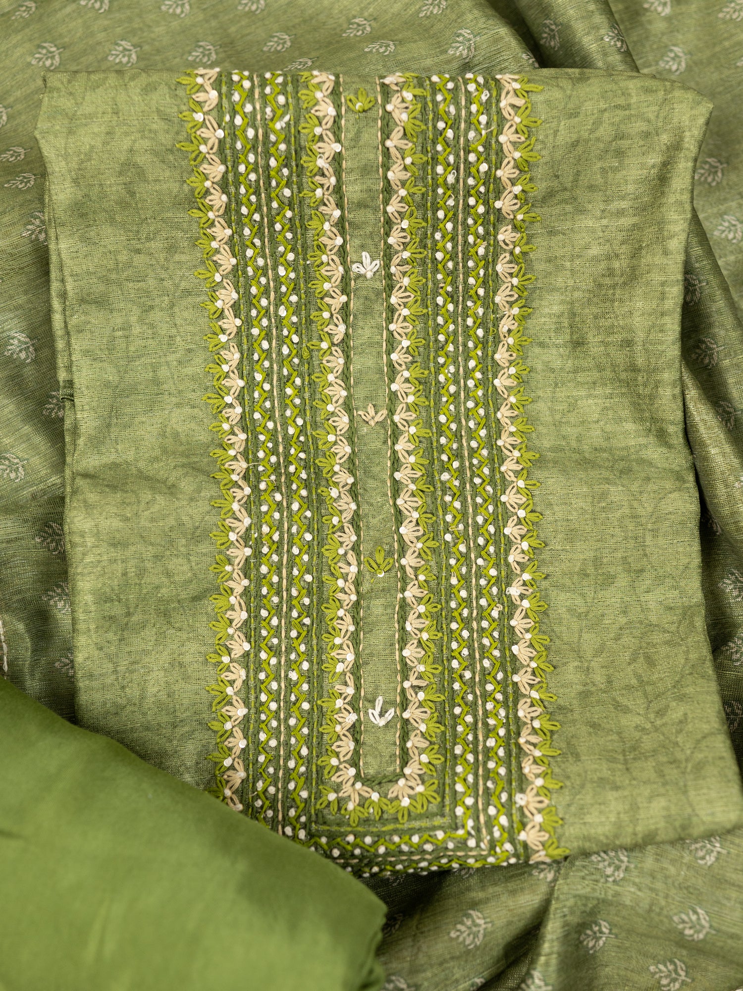 AMAAL-Unstitched Tussar Silk Suit Set