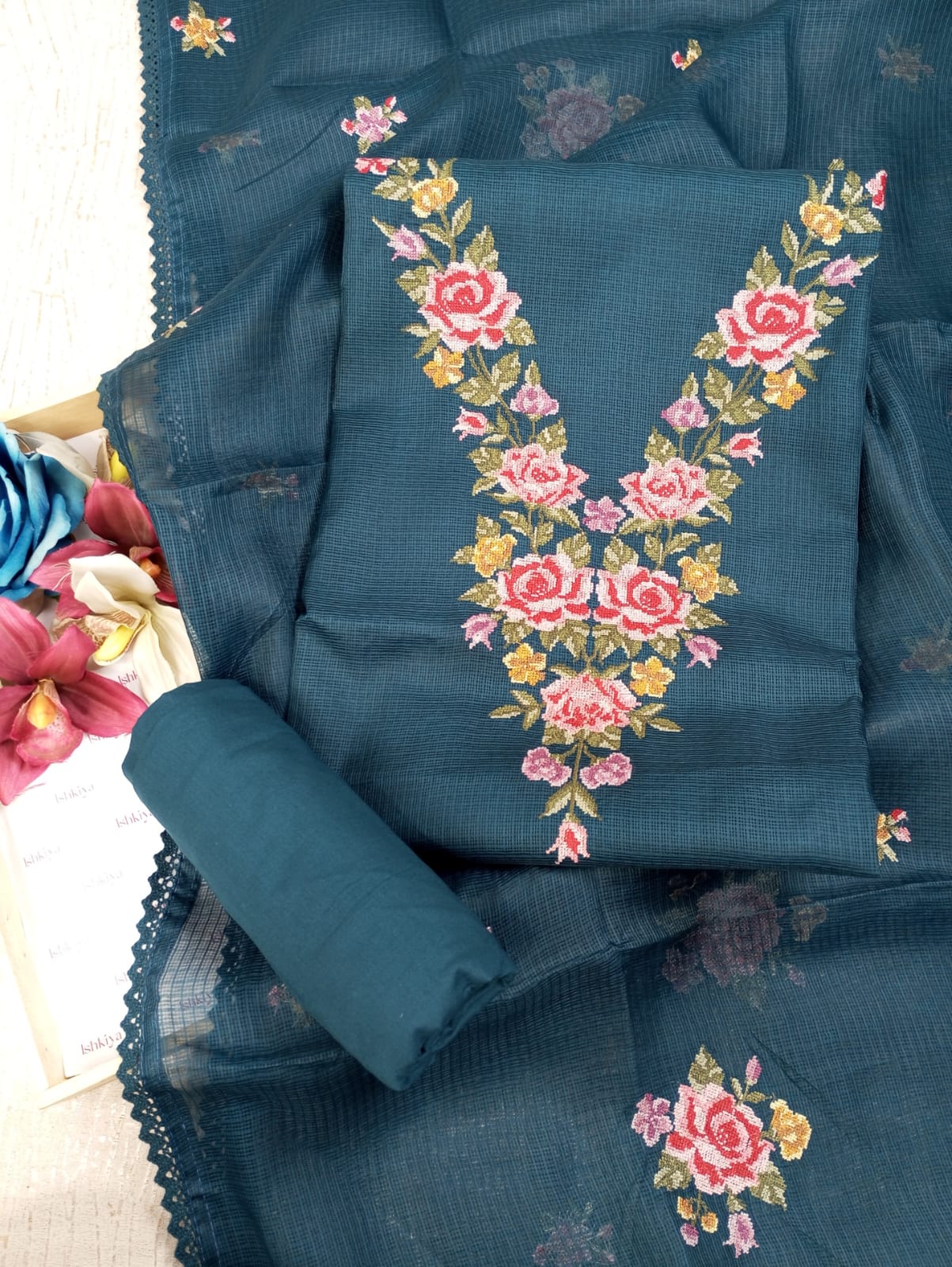 ROSHAN-Unstitched Kota Suit Set