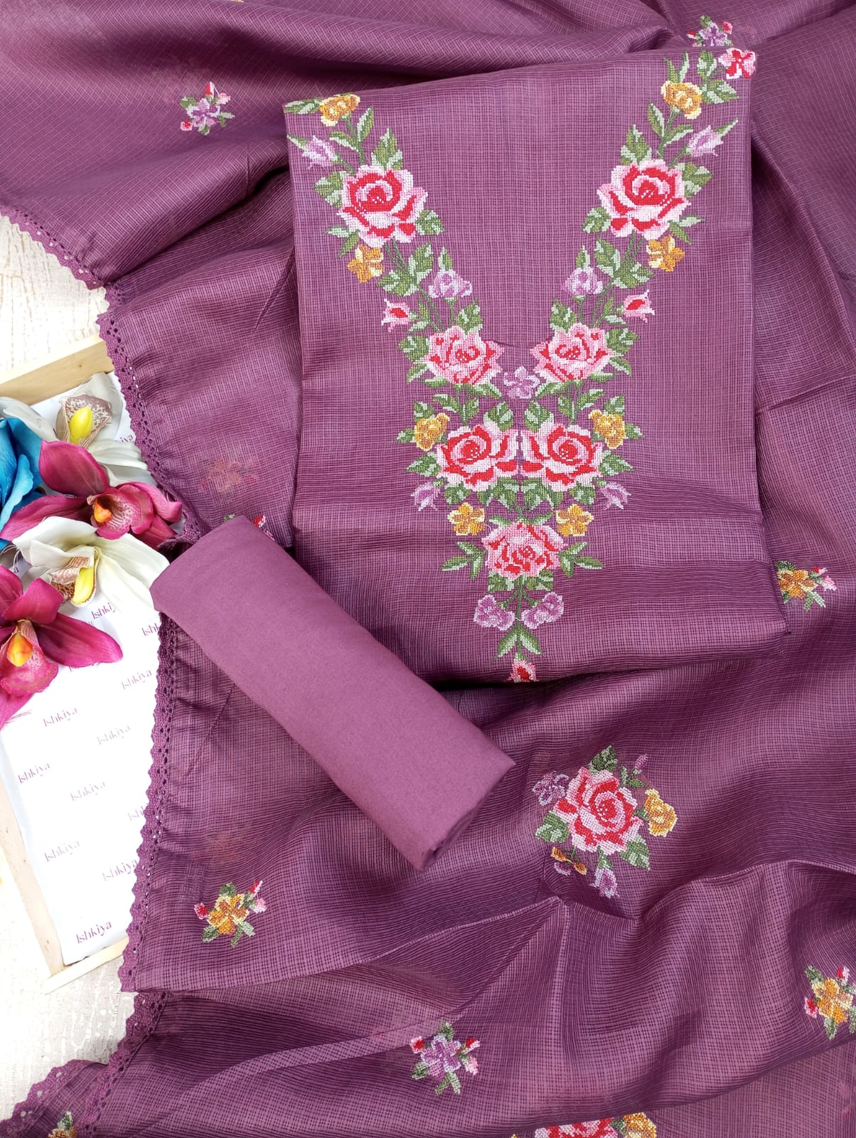 ROSHAN-Unstitched Kota Suit Set