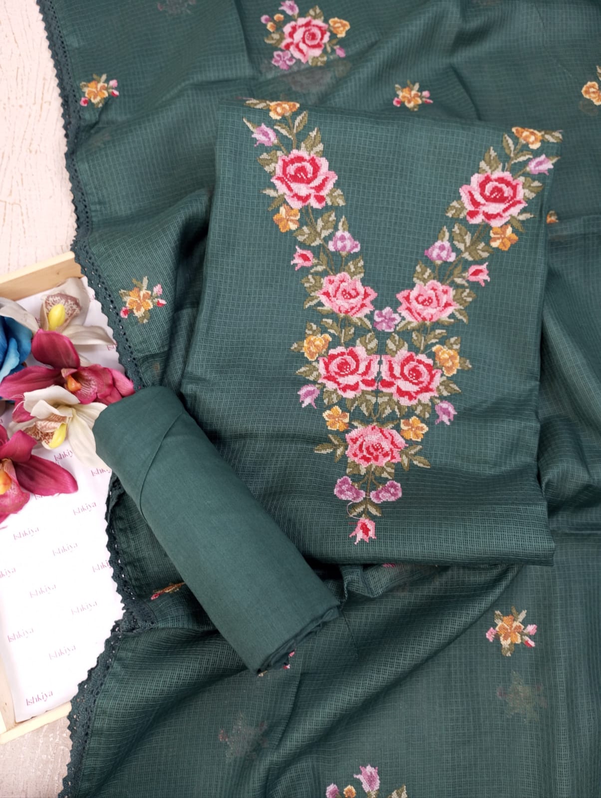 ROSHAN-Unstitched Kota Suit Set