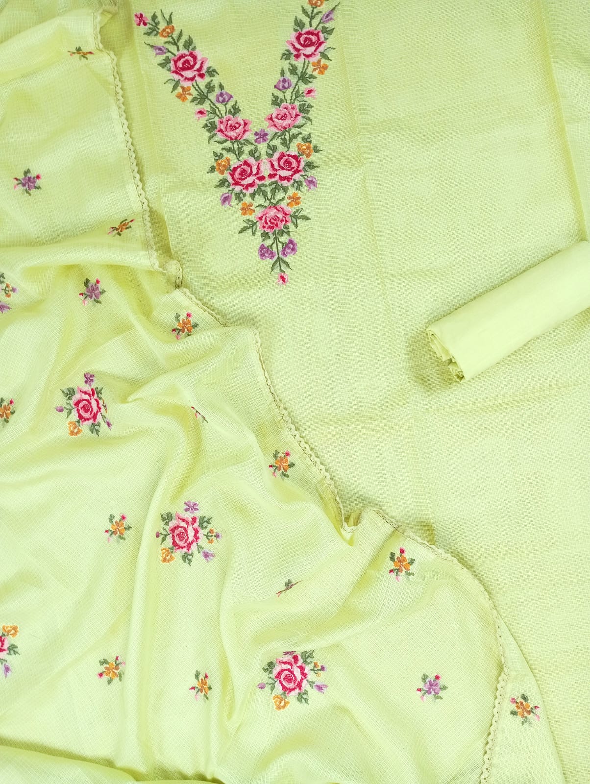 SAANJH-Unstitched Kota Suit Set