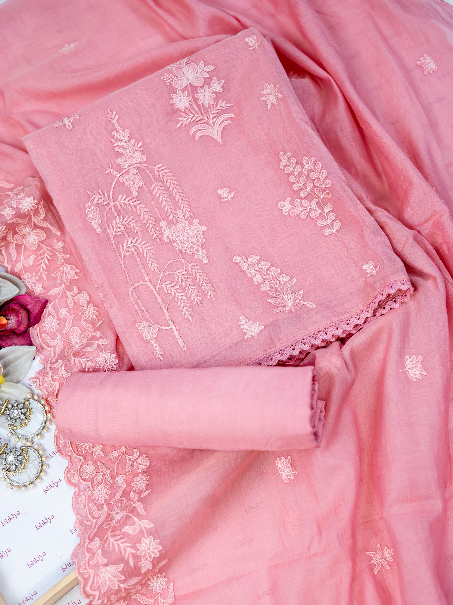 RUBAB-Unstitched Mul-Chanderi Suit Set