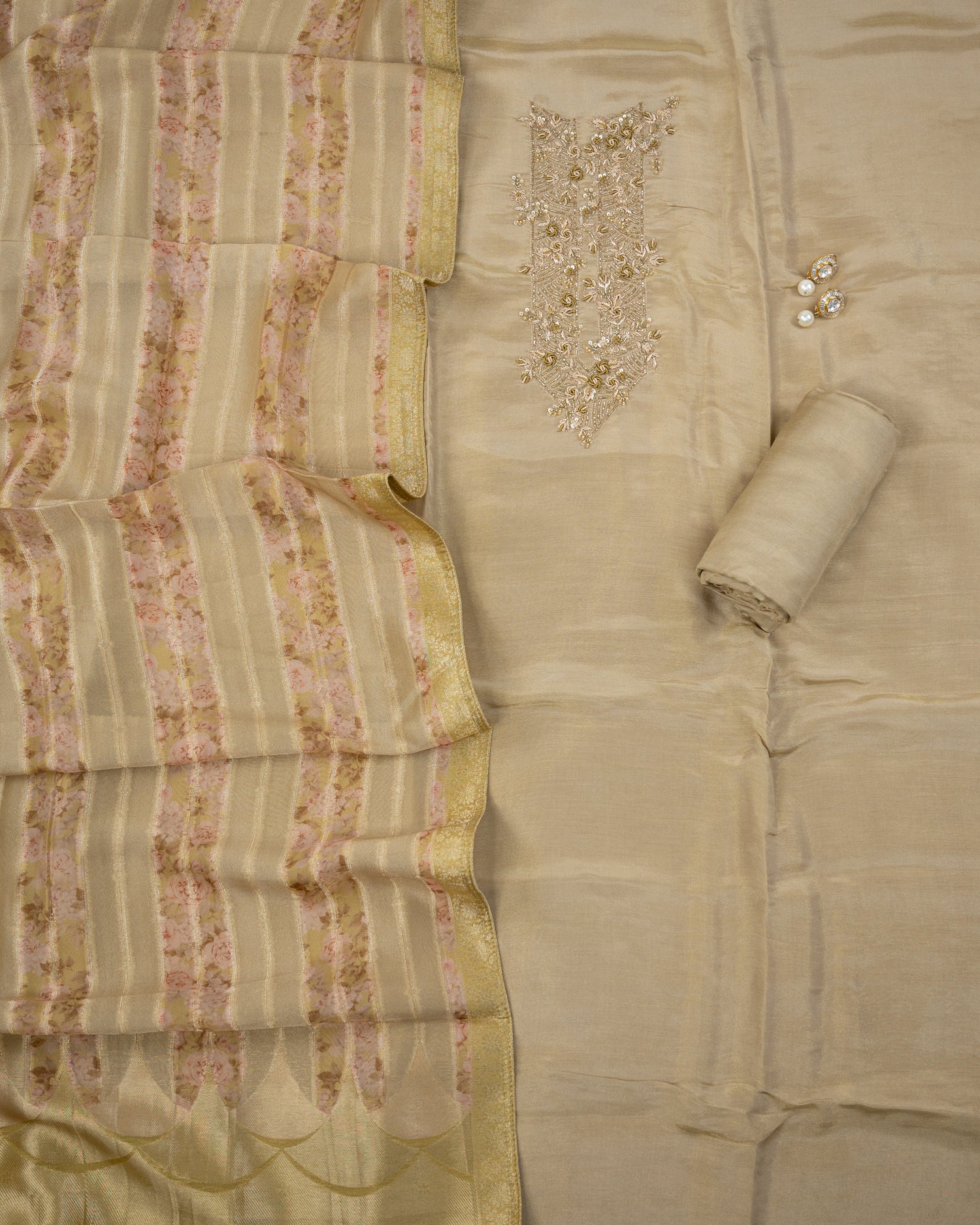 GULRUKH-Unstitched Shimmer Tissue Suit Set