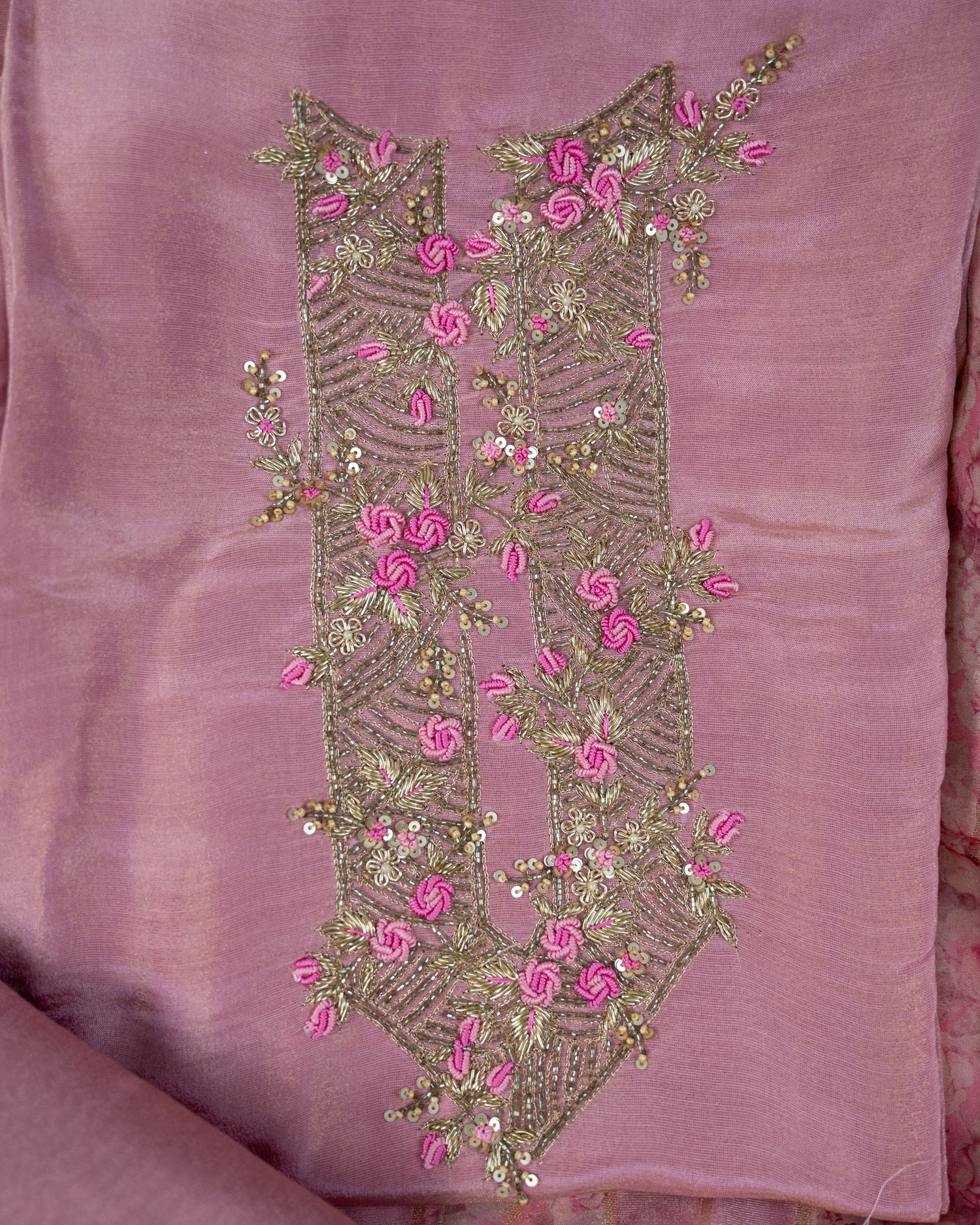 GULRUKH-Unstitched Shimmer Tissue Suit Set