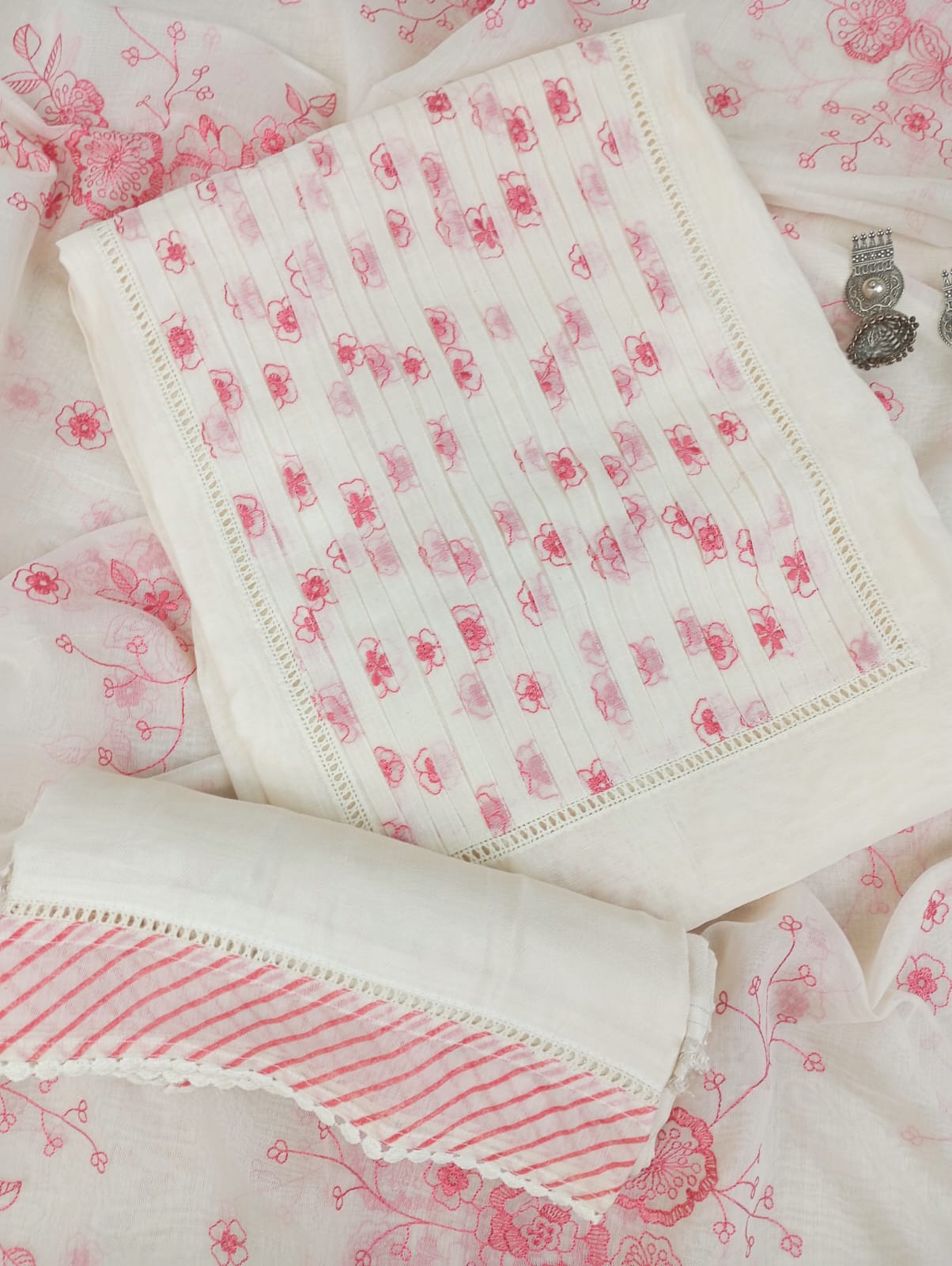 MOONLIT MIST- Unstitched Mul-Chanderi Suit Set
