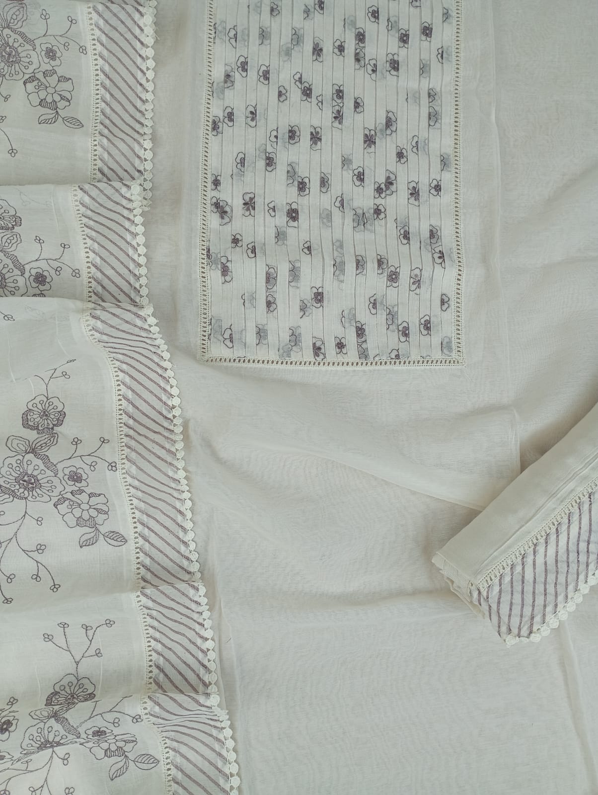 MOONLIT MIST- Unstitched Mul-Chanderi Suit Set