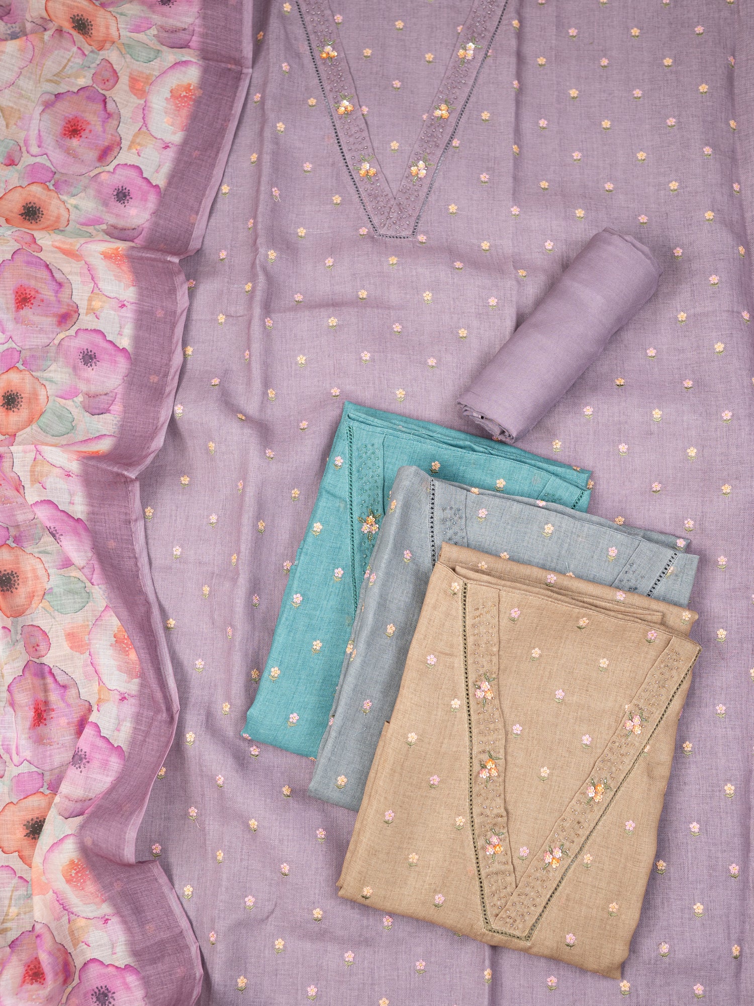 ZEENAT-Unstitched Jute Linen Suit Set