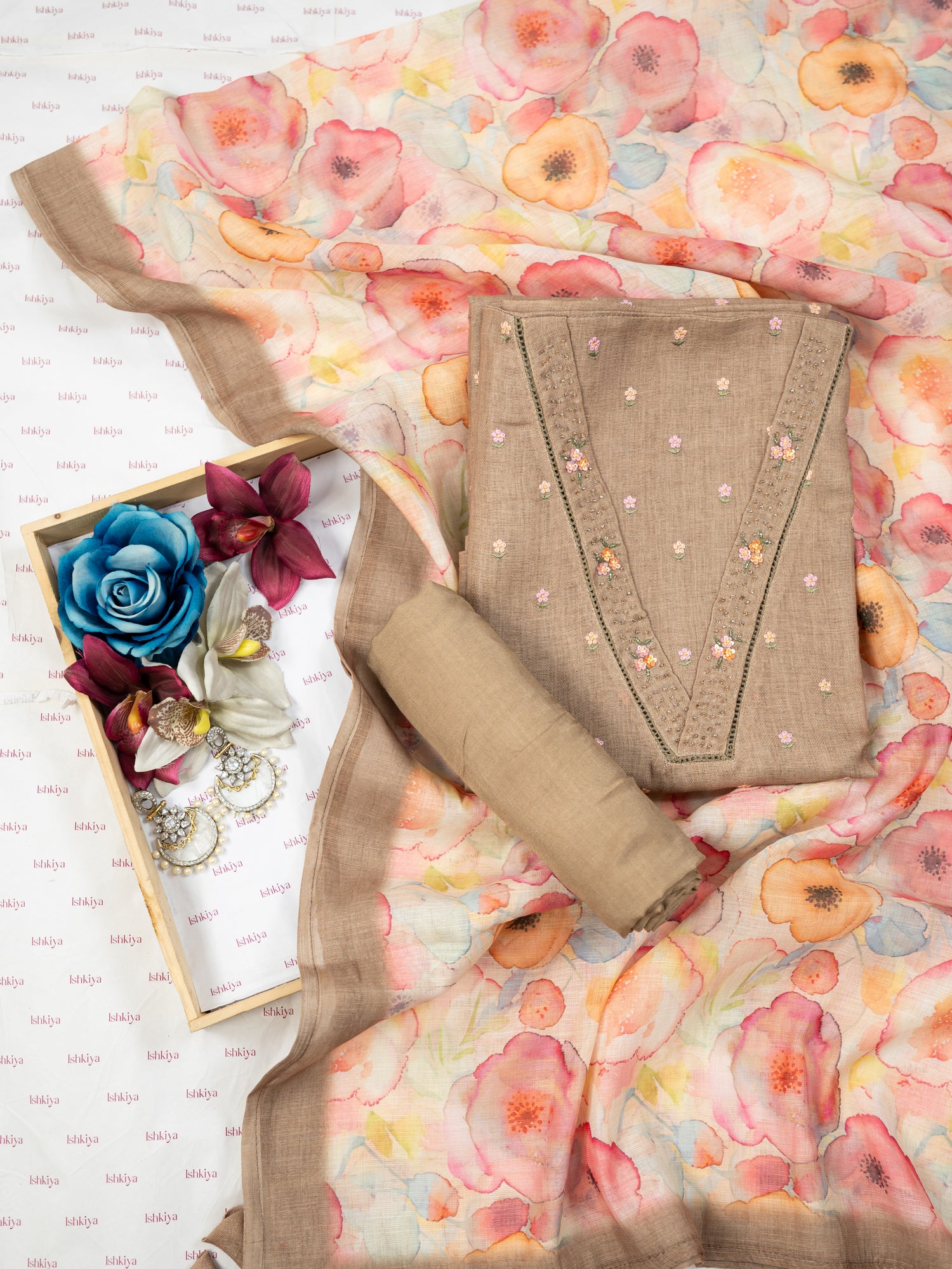 ZEENAT-Unstitched Jute Linen Suit Set