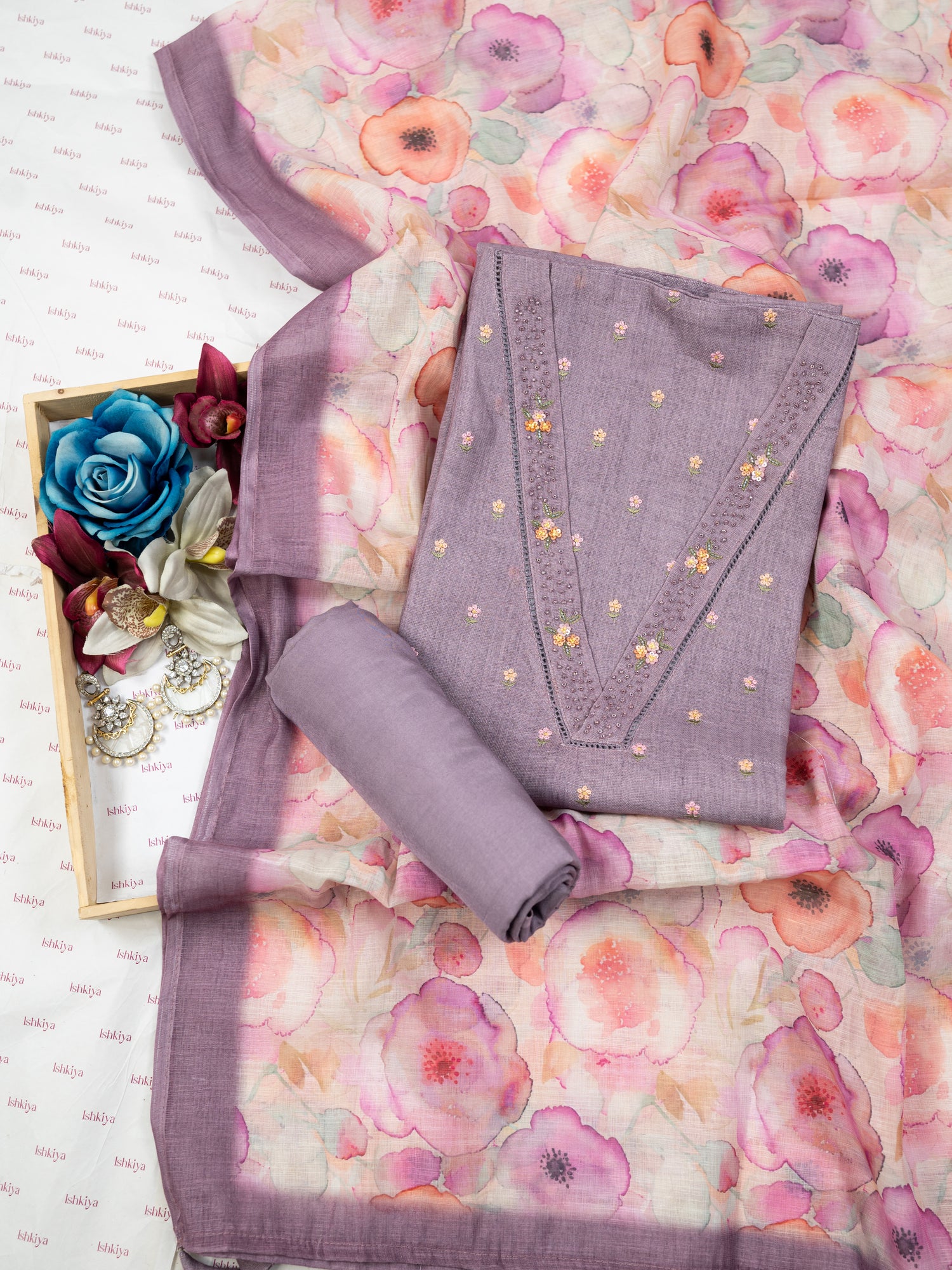 ZEENAT-Unstitched Jute Linen Suit Set