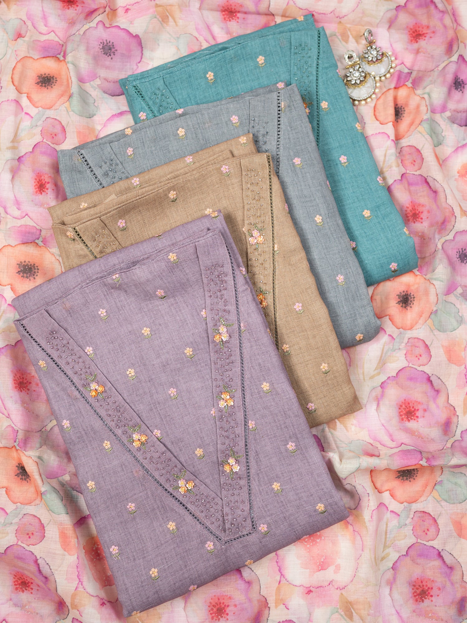 ZEENAT-Unstitched Jute Linen Suit Set