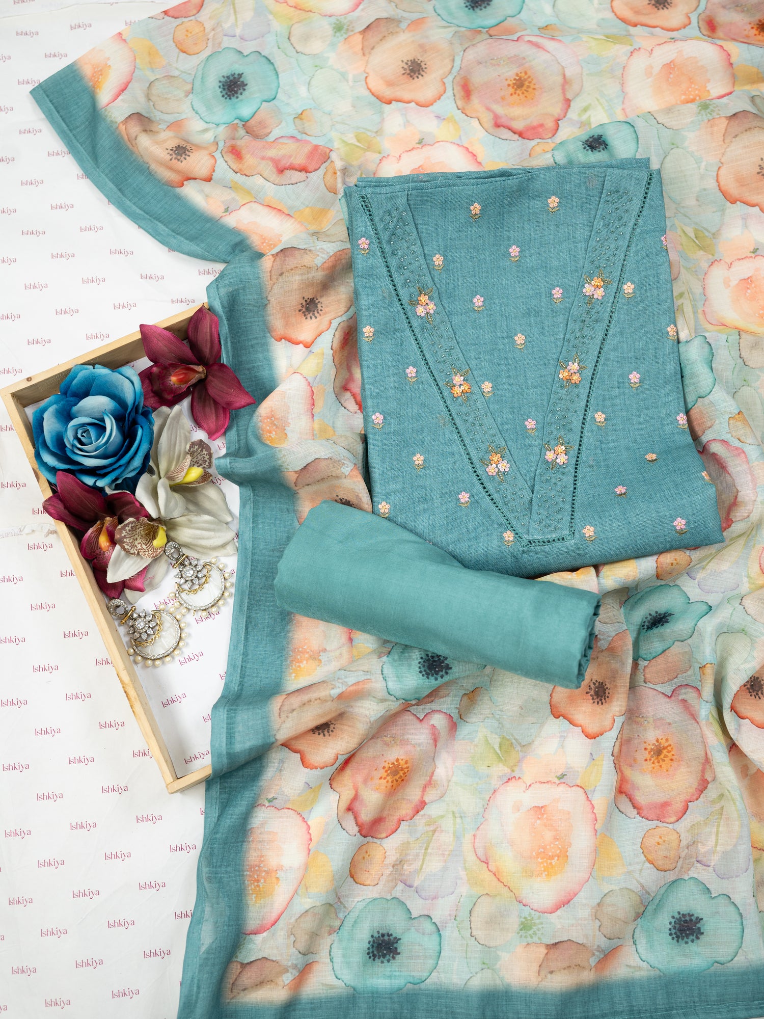 ZEENAT-Unstitched Jute Linen Suit Set