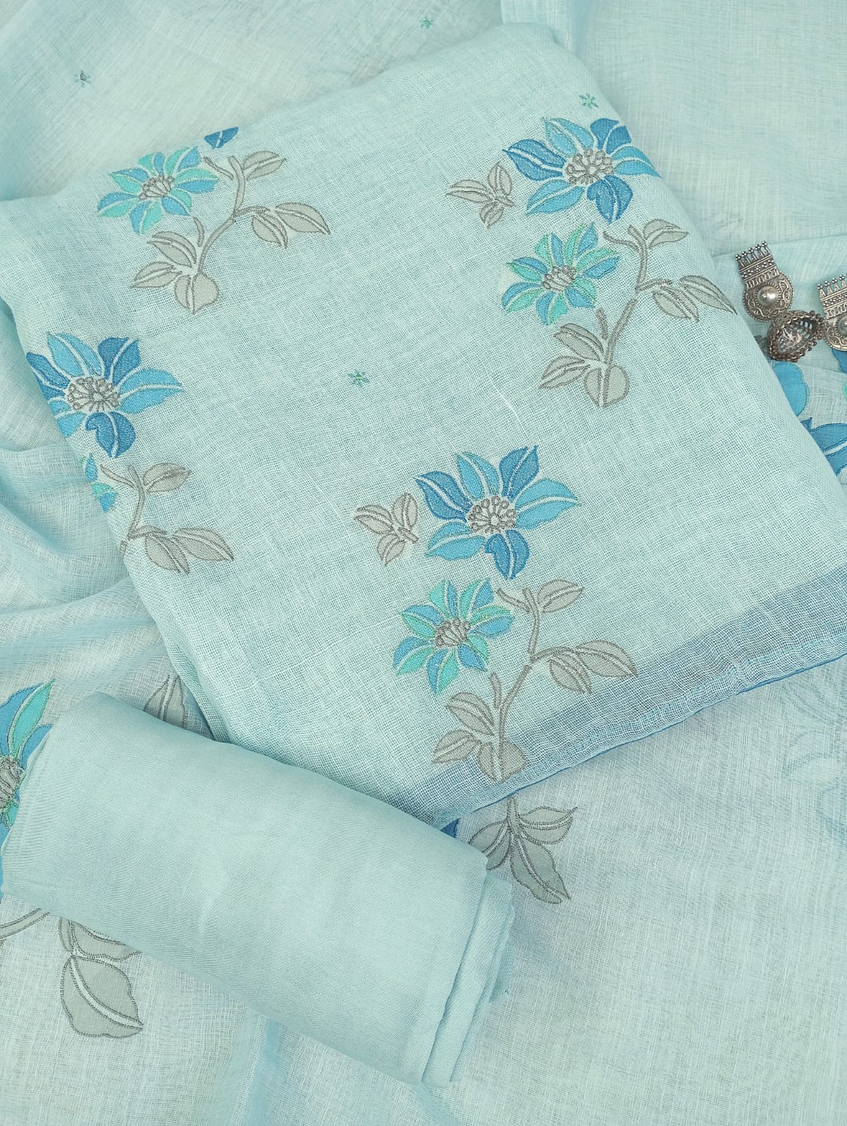 CORAL GLOW-Unstitched Cotton Suit Set