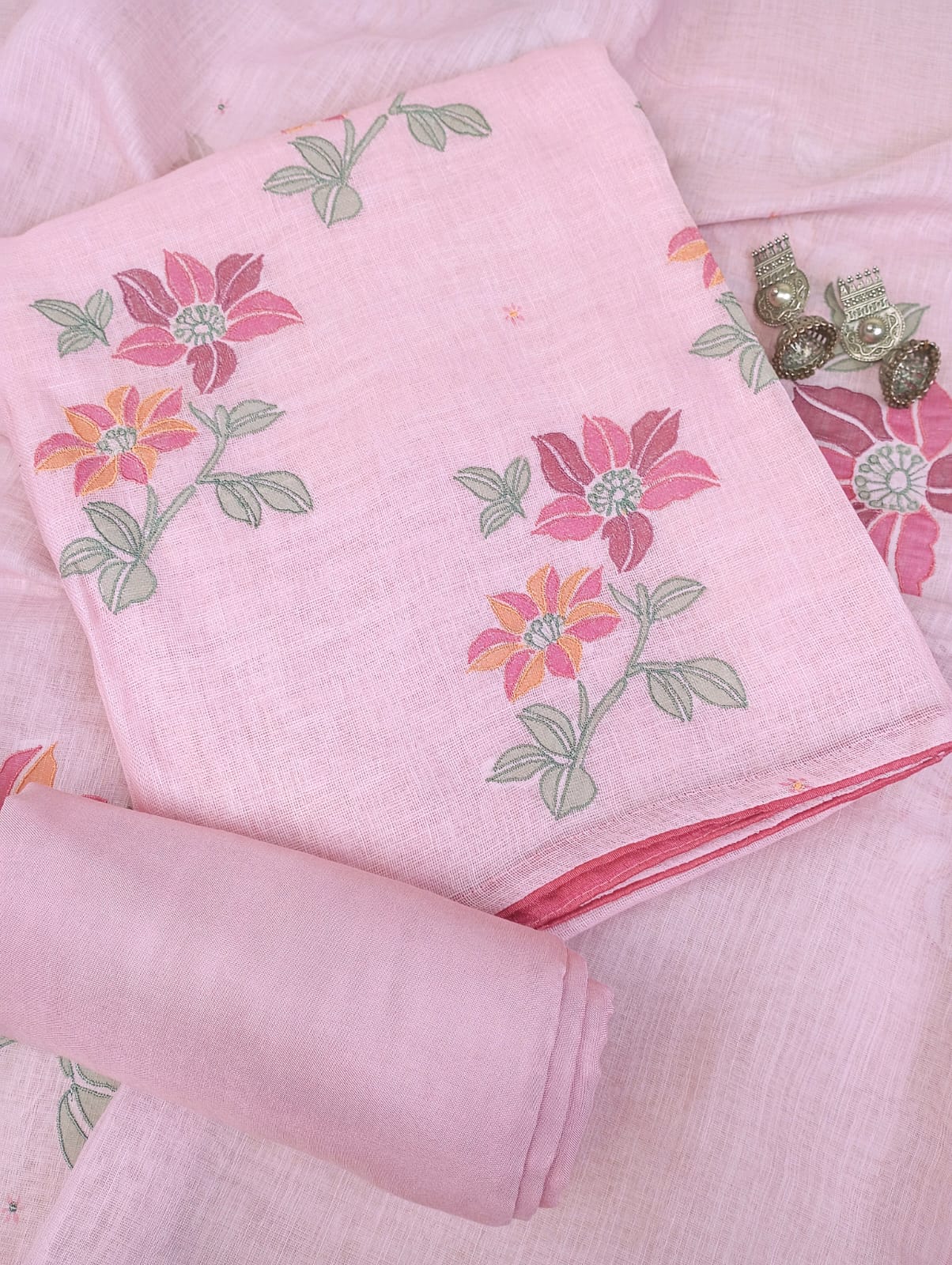 CORAL GLOW-Unstitched Cotton Suit Set