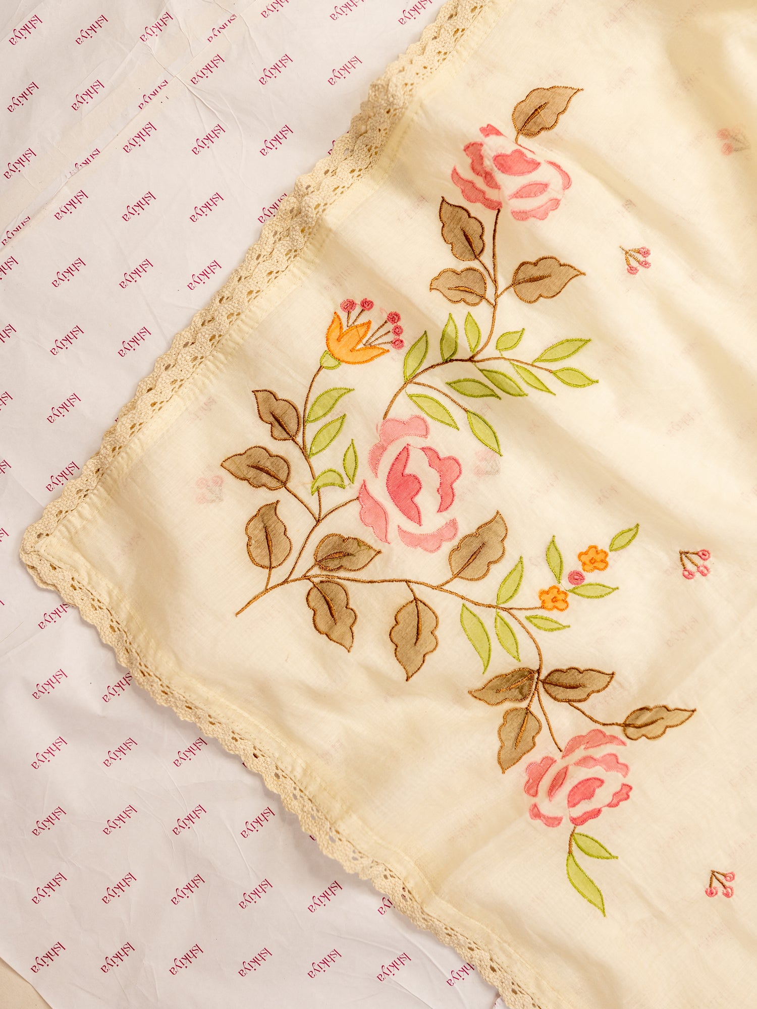 GULAAB-Unstitched Mul-Chanderi Suit Set