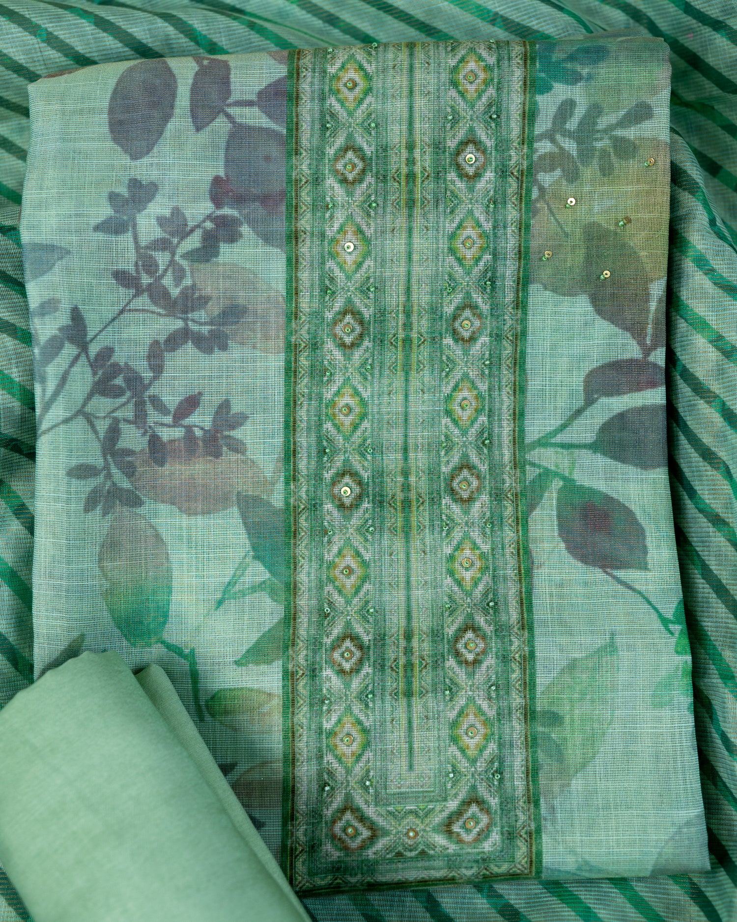 CHANDRIKA-Unstitched Linen Tissue Suit Set