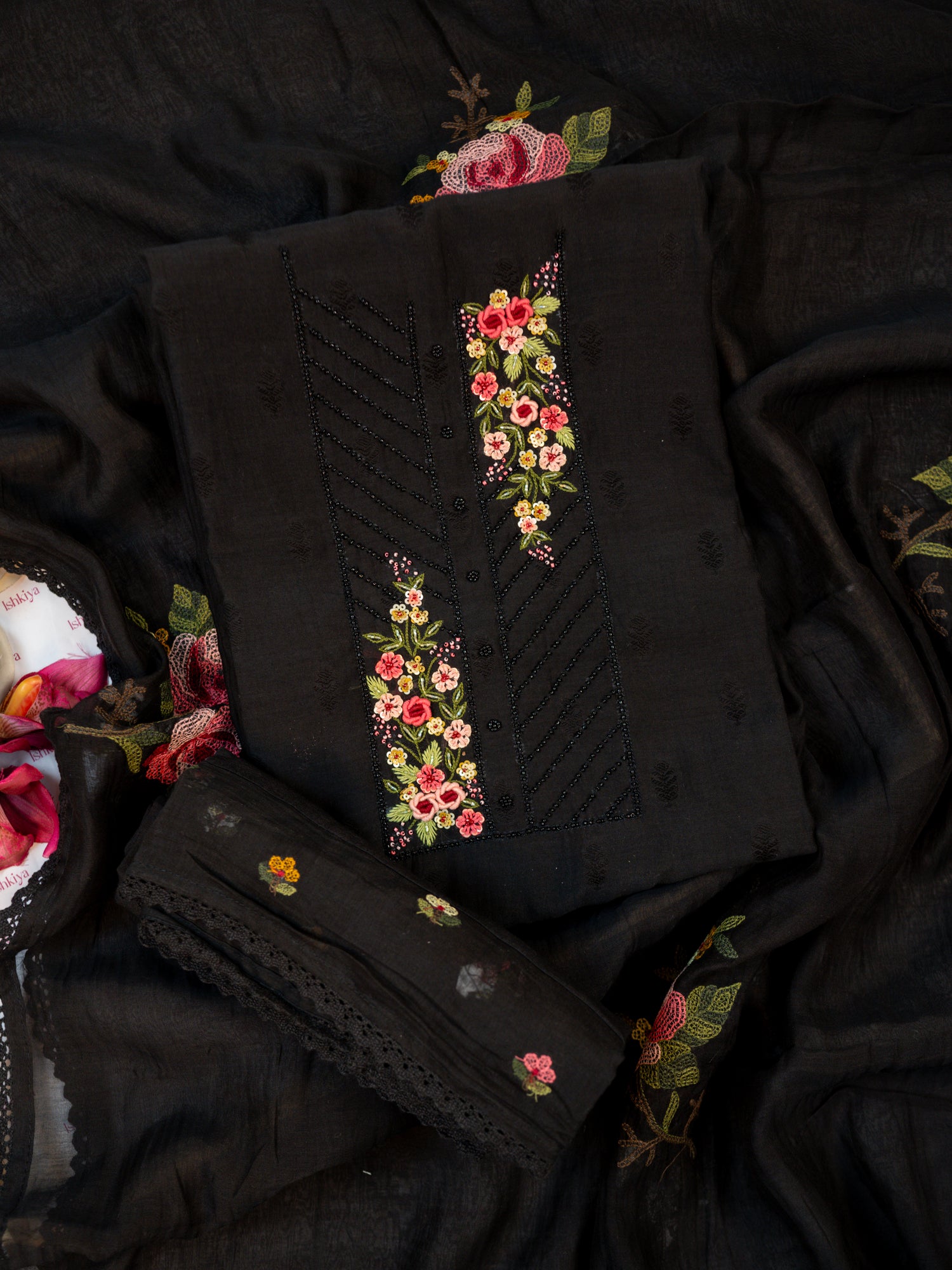 NIVA-Unstitched Mul-Chanderi Suit Set