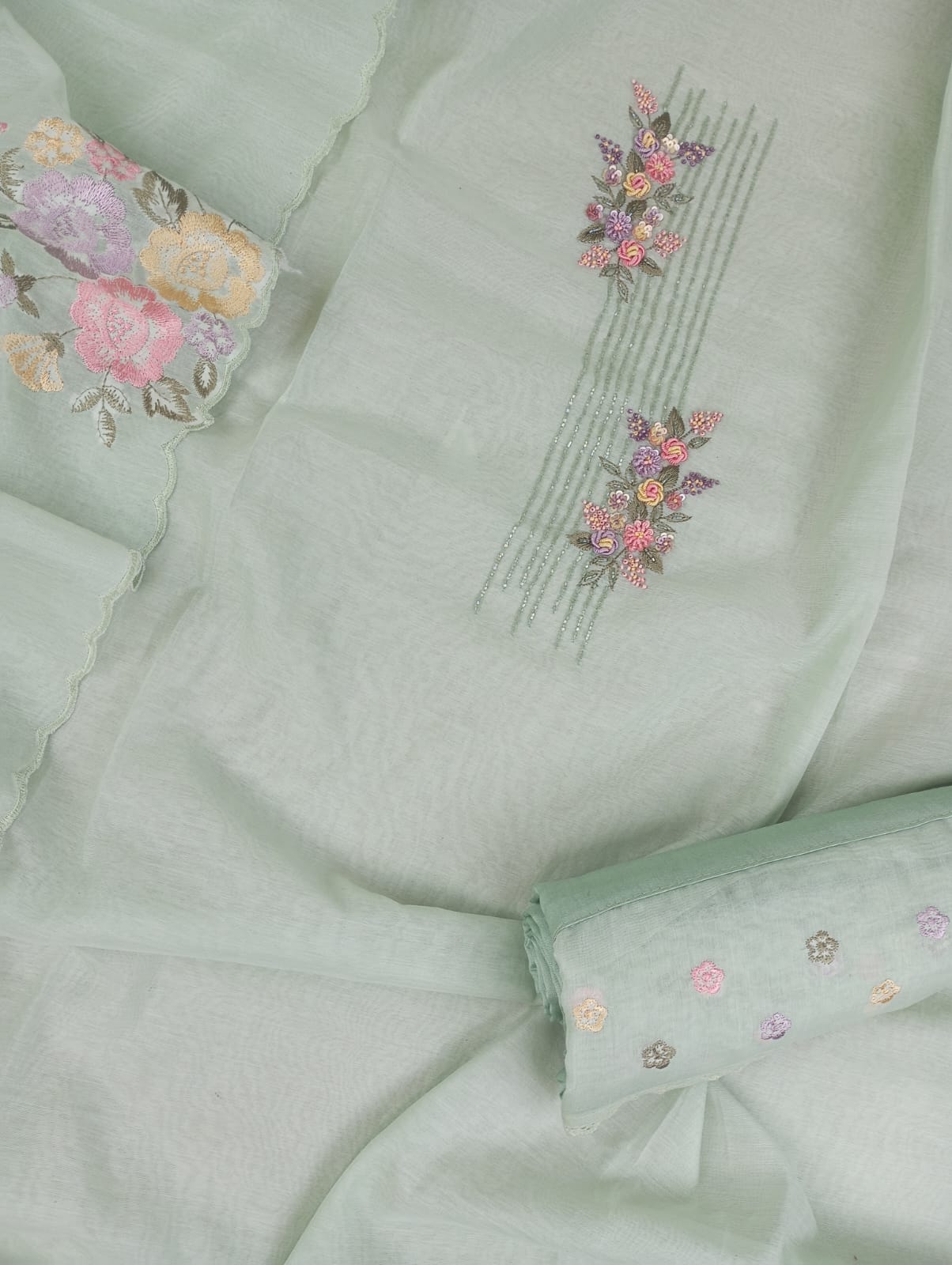 GULBAGH-Unstitched Mul-Chanderi Suit set