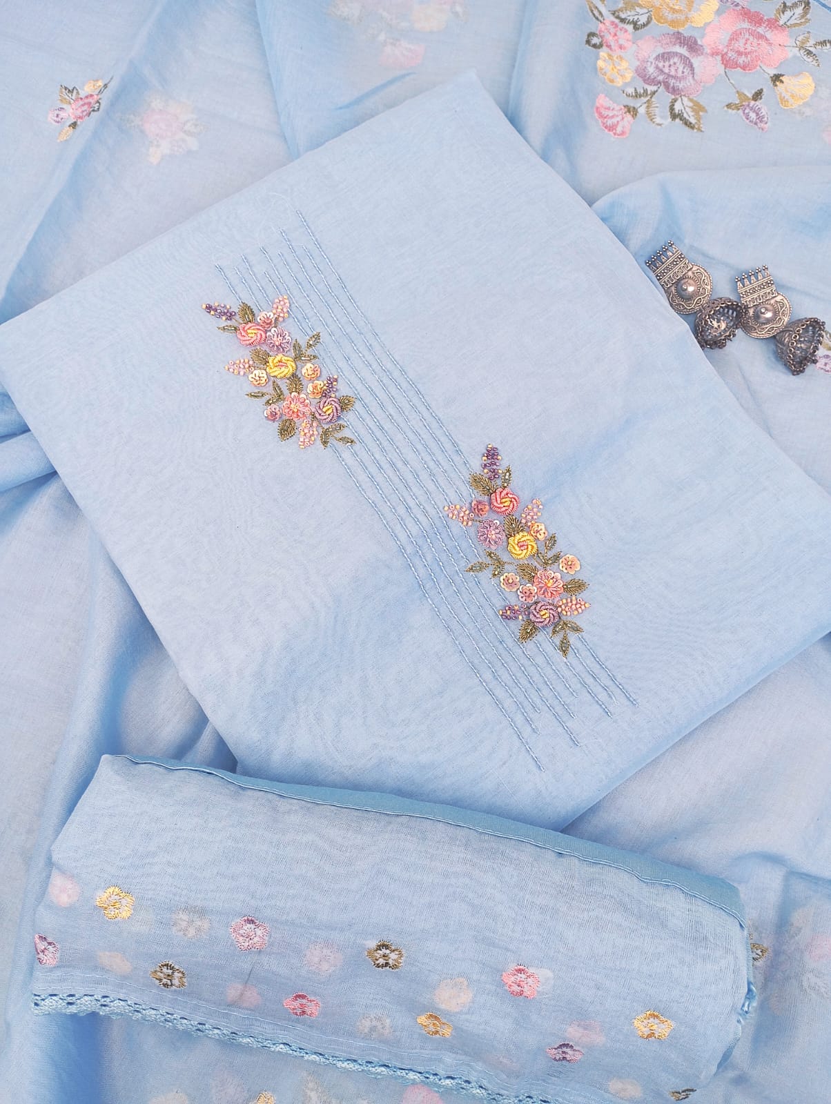 GULBAGH-Unstitched Mul-Chanderi Suit set