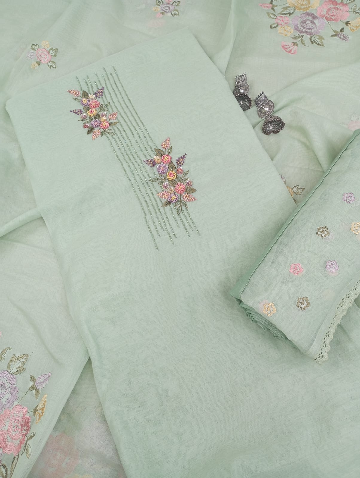 GULBAGH-Unstitched Mul-Chanderi Suit set