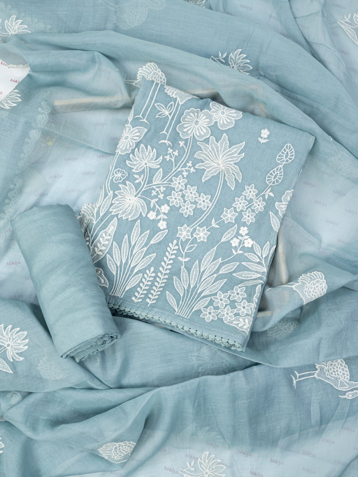 RUBARU-Unstitched Mul-Chanderi Suit Set