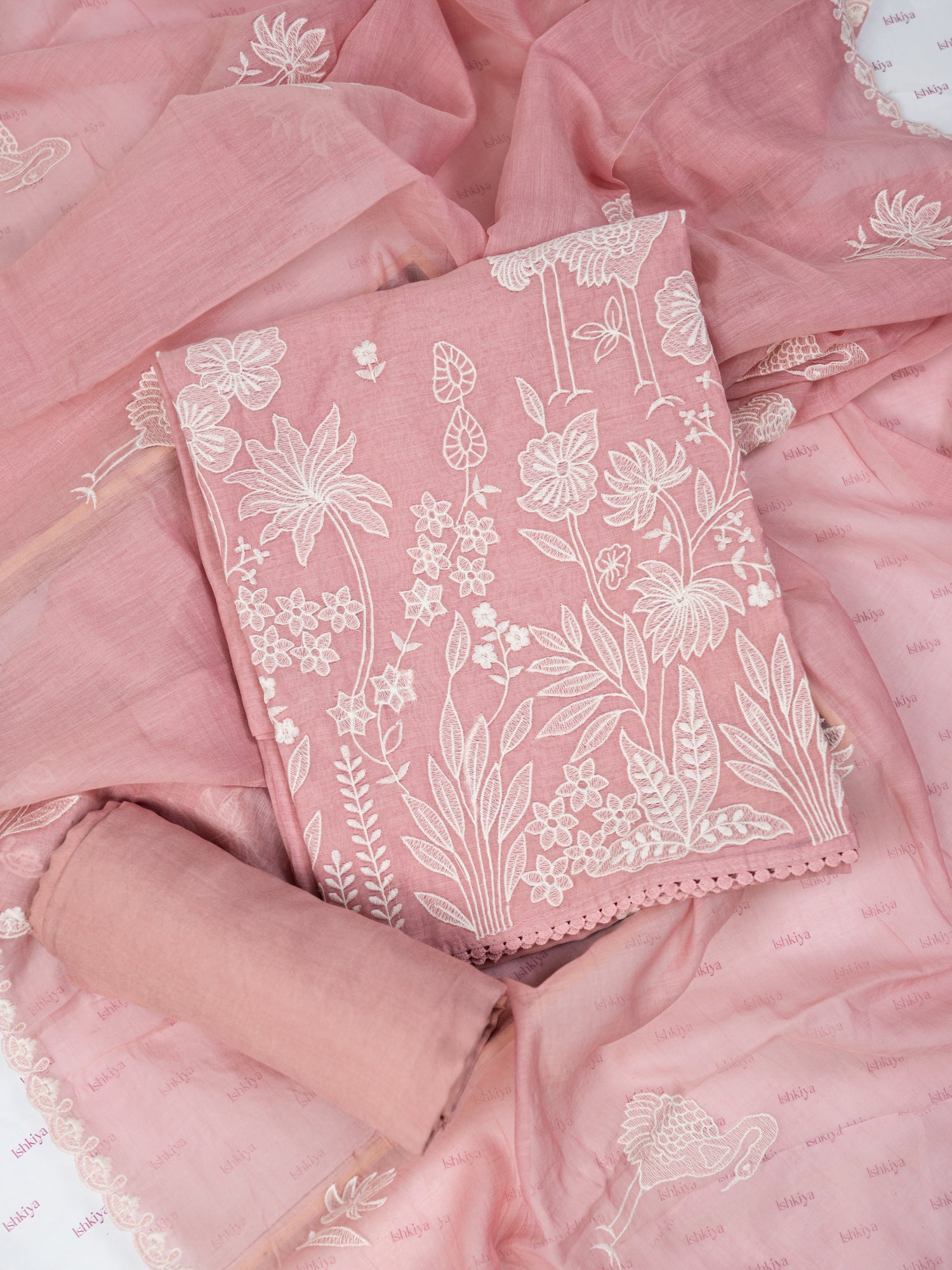 RUBARU-Unstitched Mul-Chanderi Suit Set