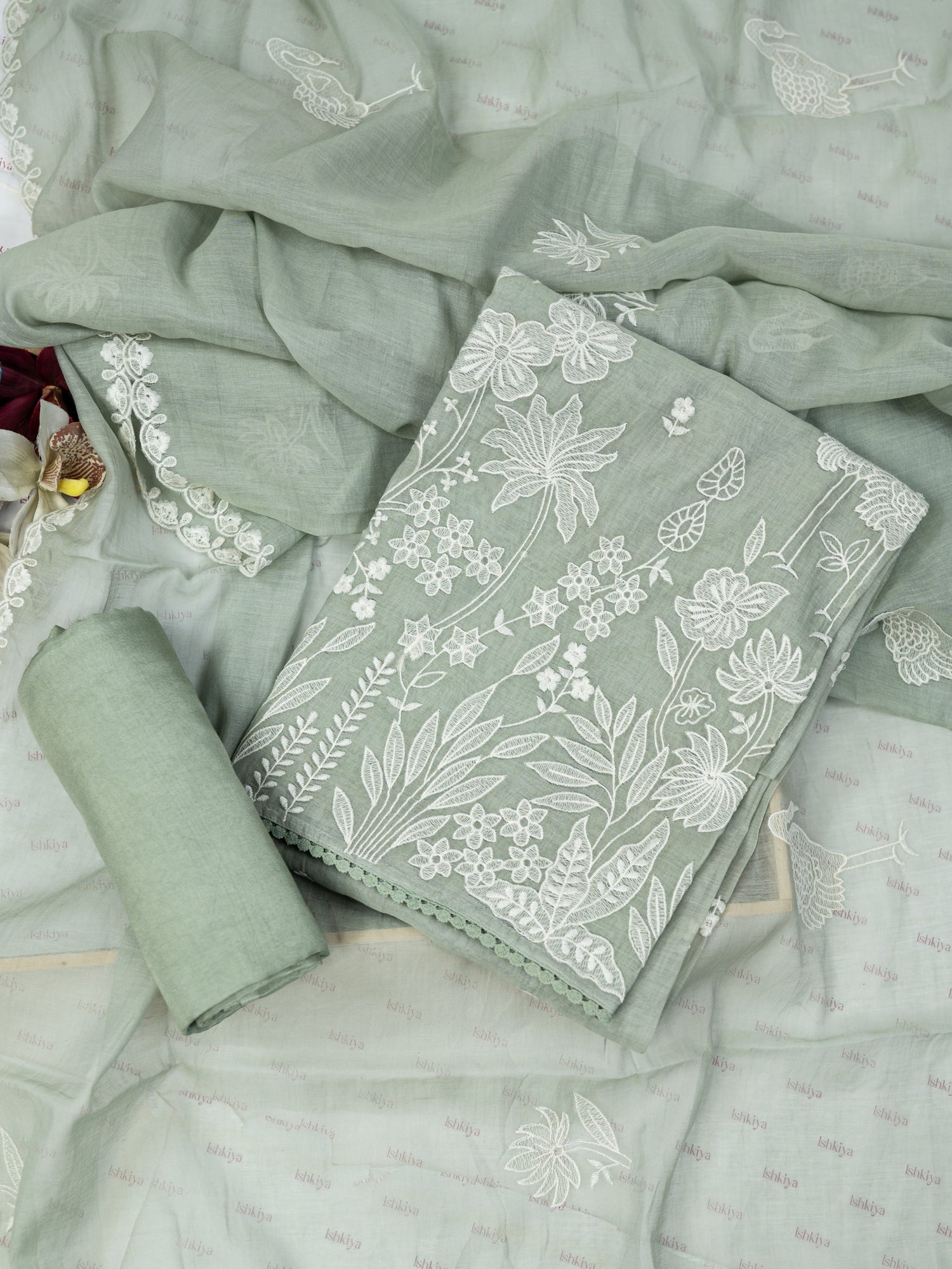 RUBARU-Unstitched Mul-Chanderi Suit Set