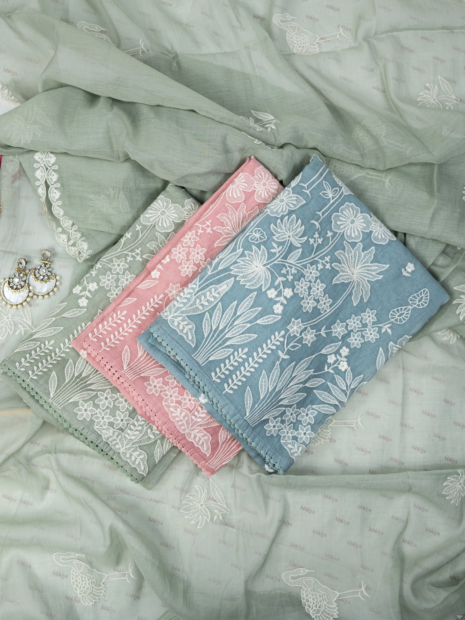RUBARU-Unstitched Mul-Chanderi Suit Set
