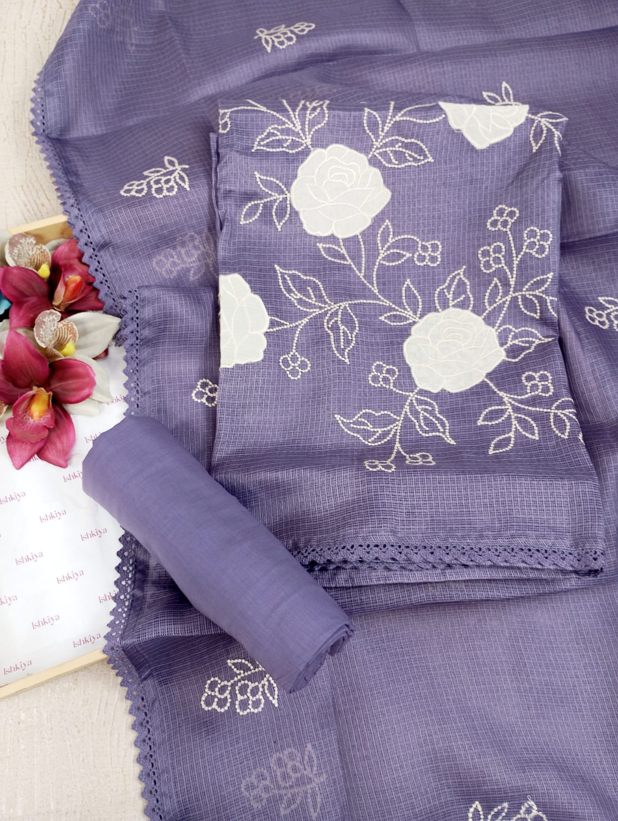 ROSHNI-Unstitched Kota Suit Set