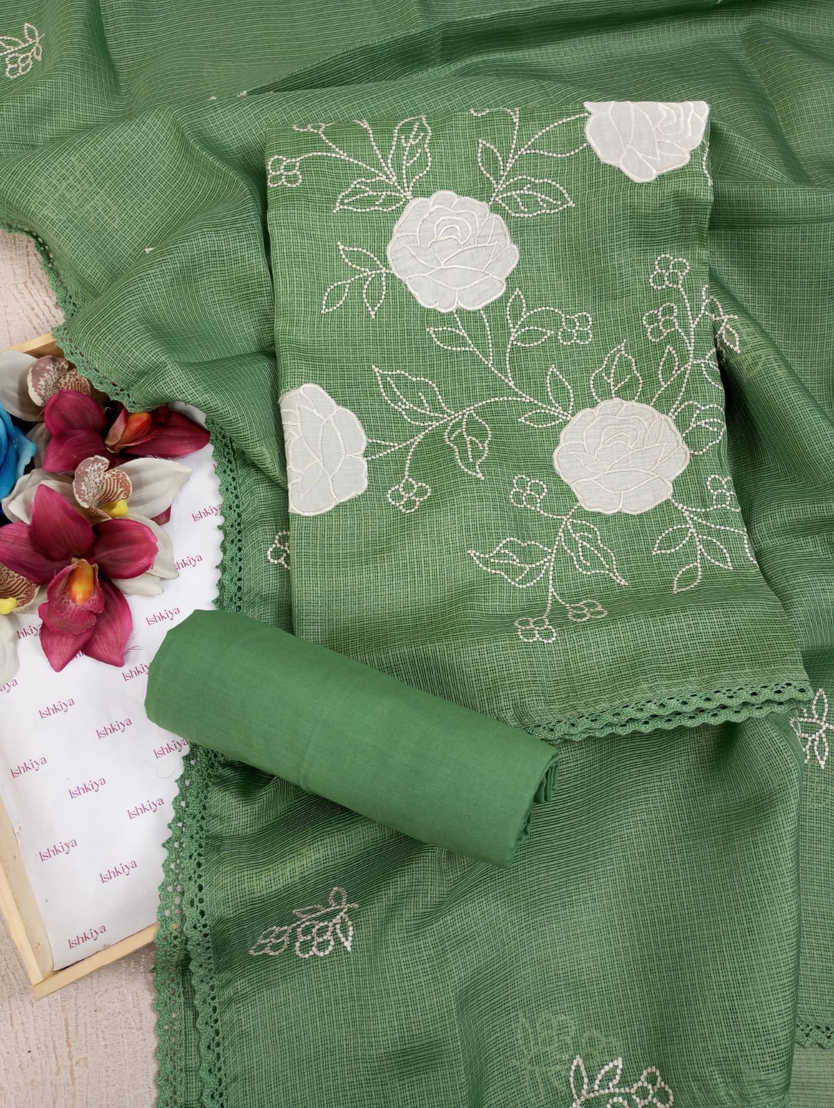 ROSHNI-Unstitched Kota Suit Set
