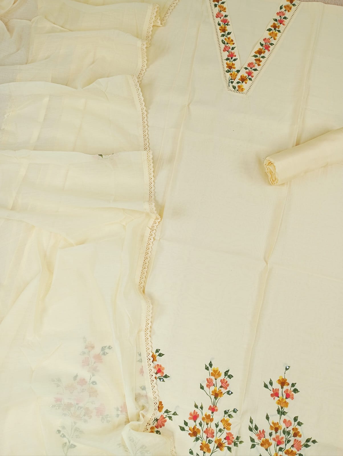 DILKASH-Unstitched Mul-Chanderi Suit Set
