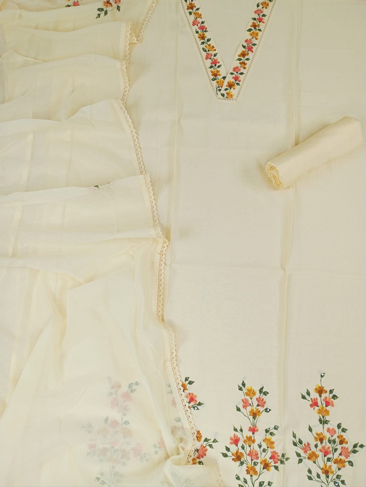 DILKASH-Unstitched Mul-Chanderi Suit Set
