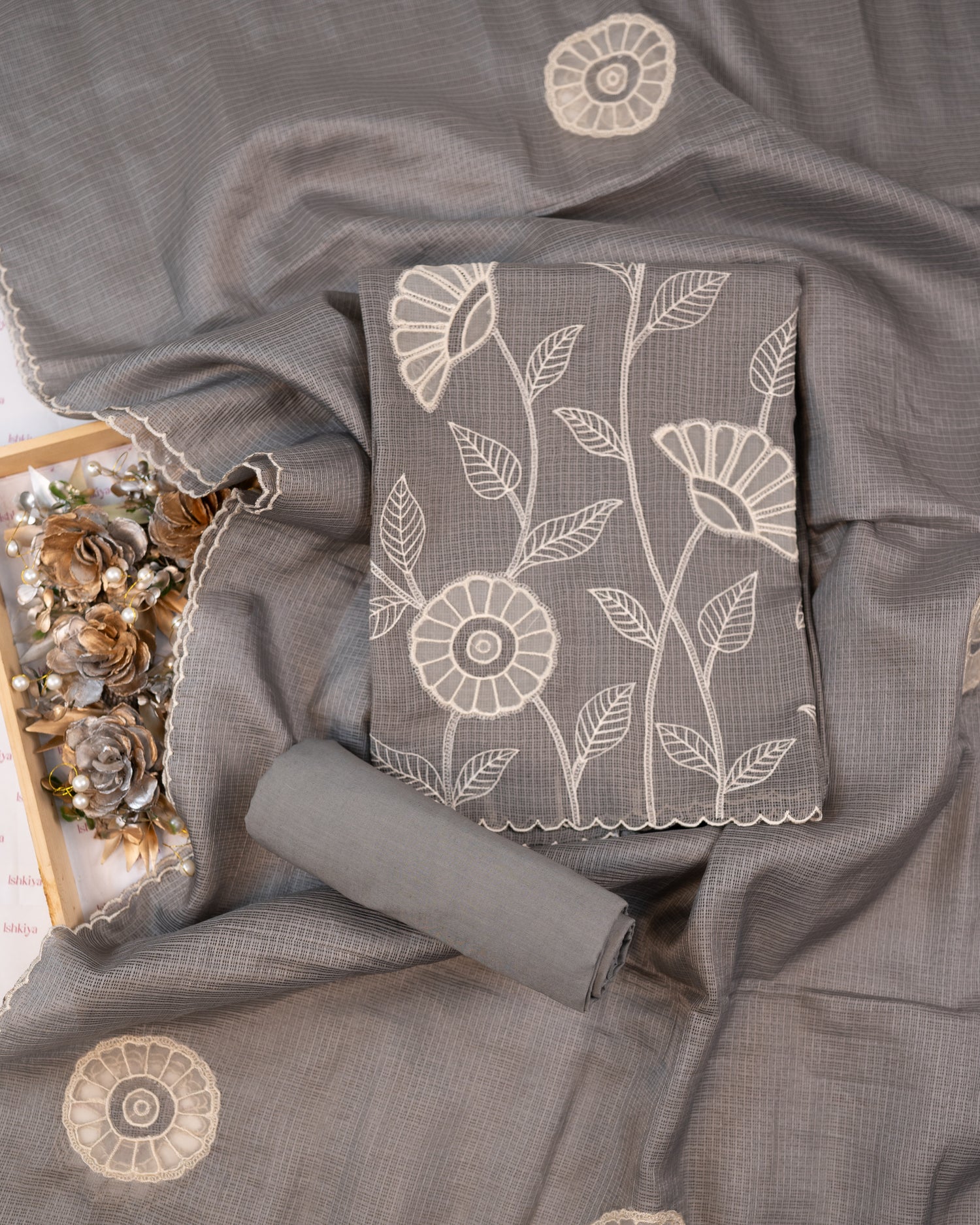 ESHAAL-Unstitched Kota Suit Set