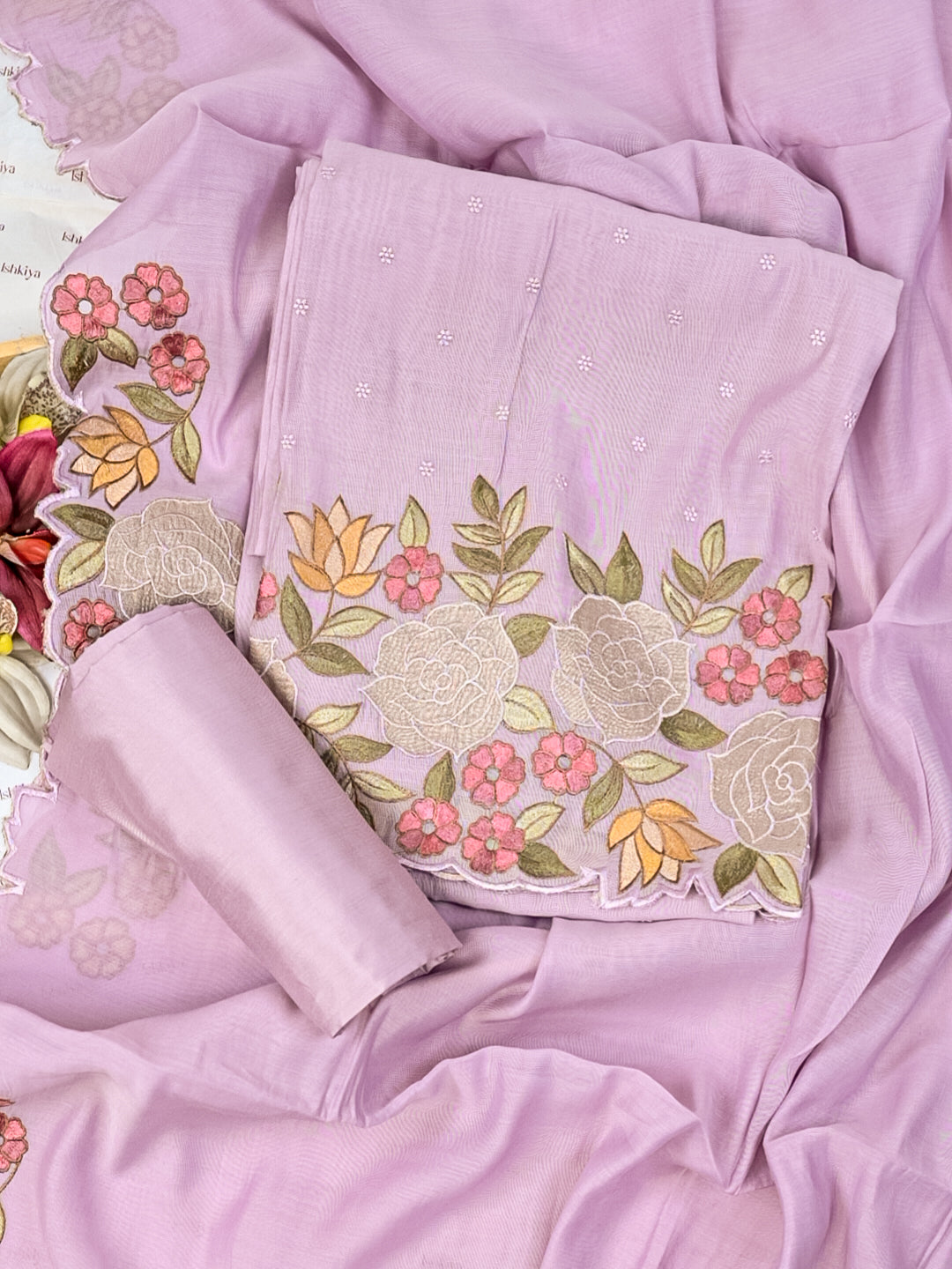 RAAZ-Unstitched Mul-Chanderi Suit Set