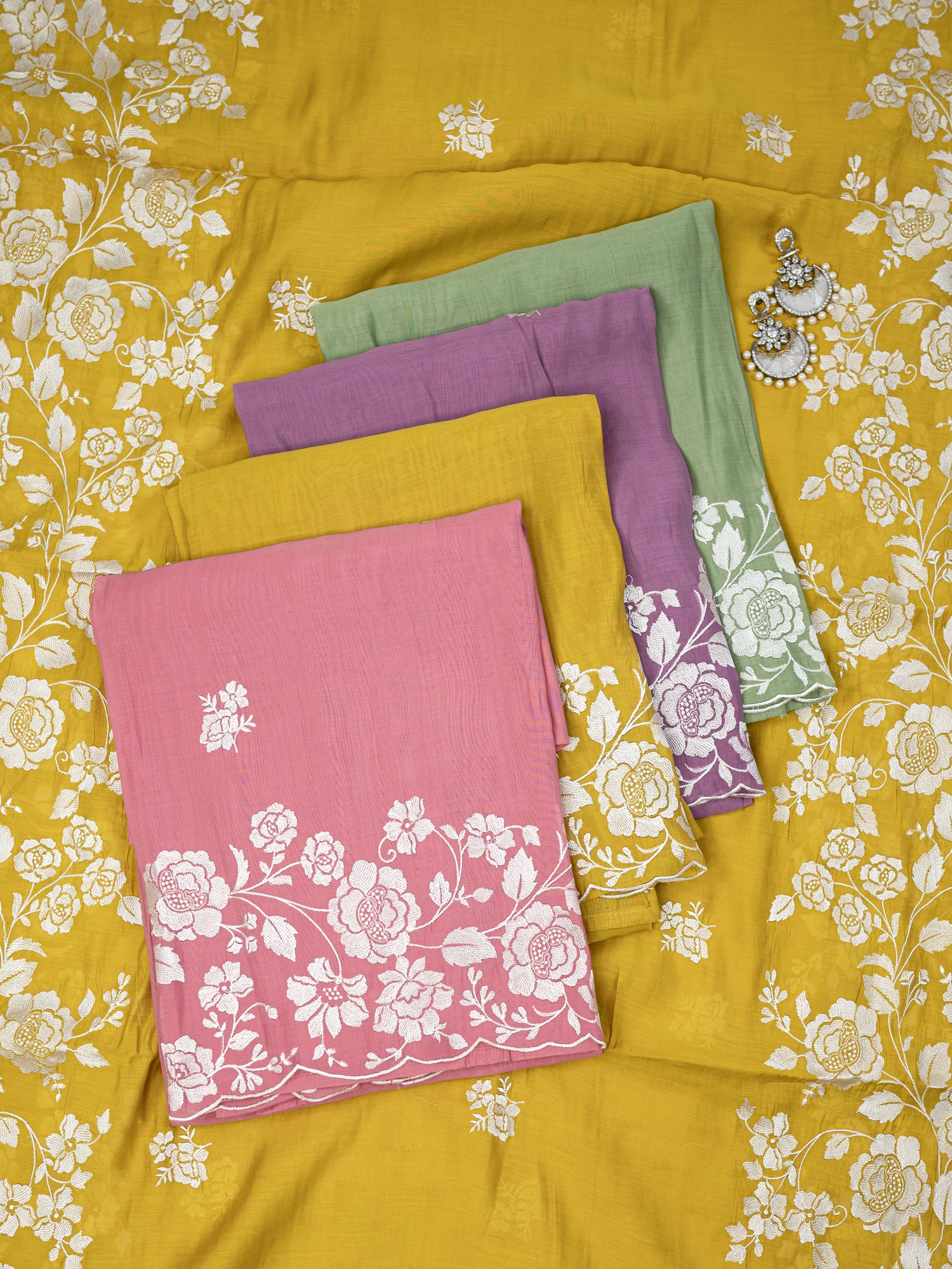 HEER-Unstitched Mul-Chanderi Suit Set