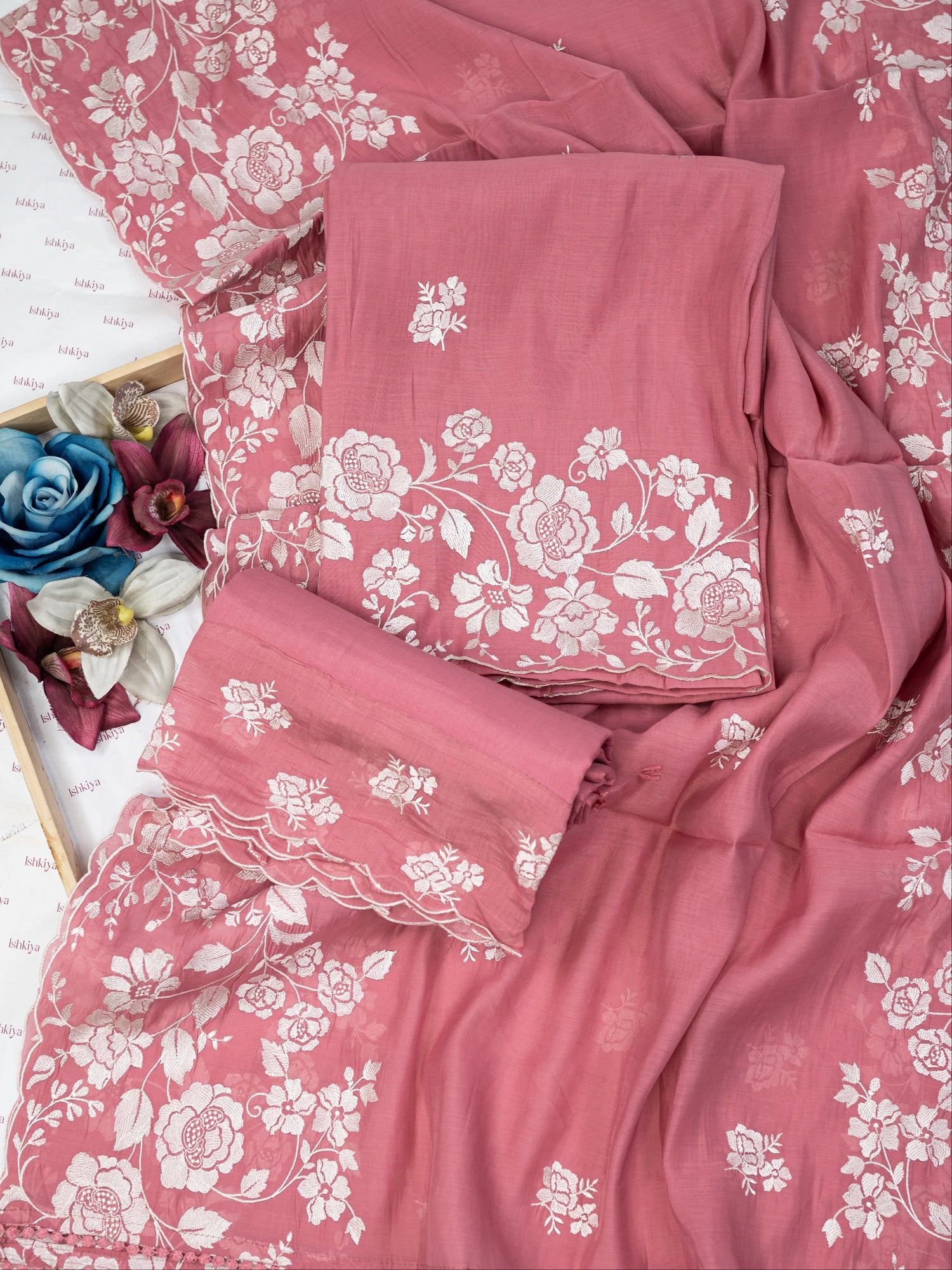 HEER-Unstitched Mul-Chanderi Suit Set