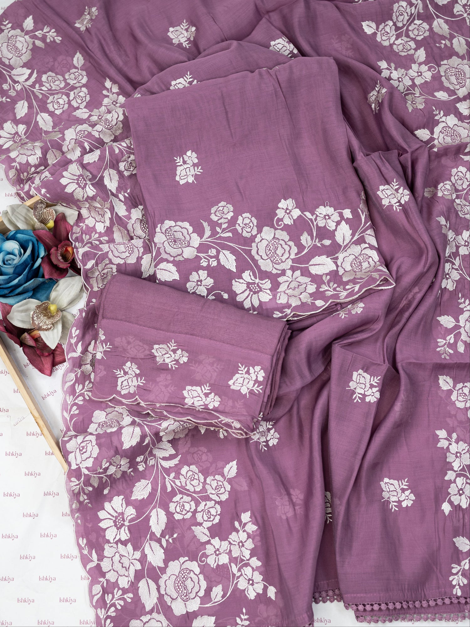 HEER-Unstitched Mul-Chanderi Suit Set
