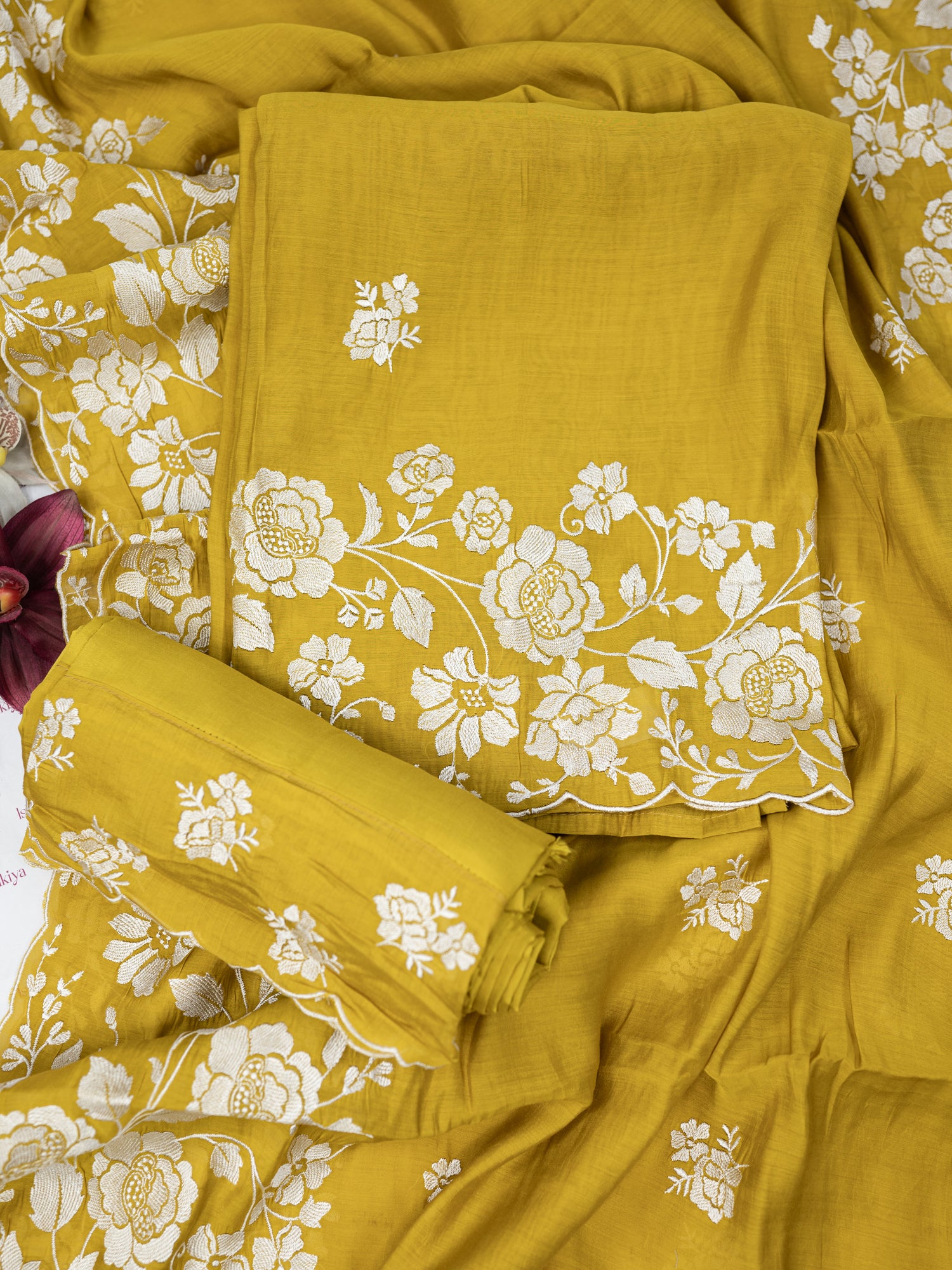 HEER-Unstitched Mul-Chanderi Suit Set