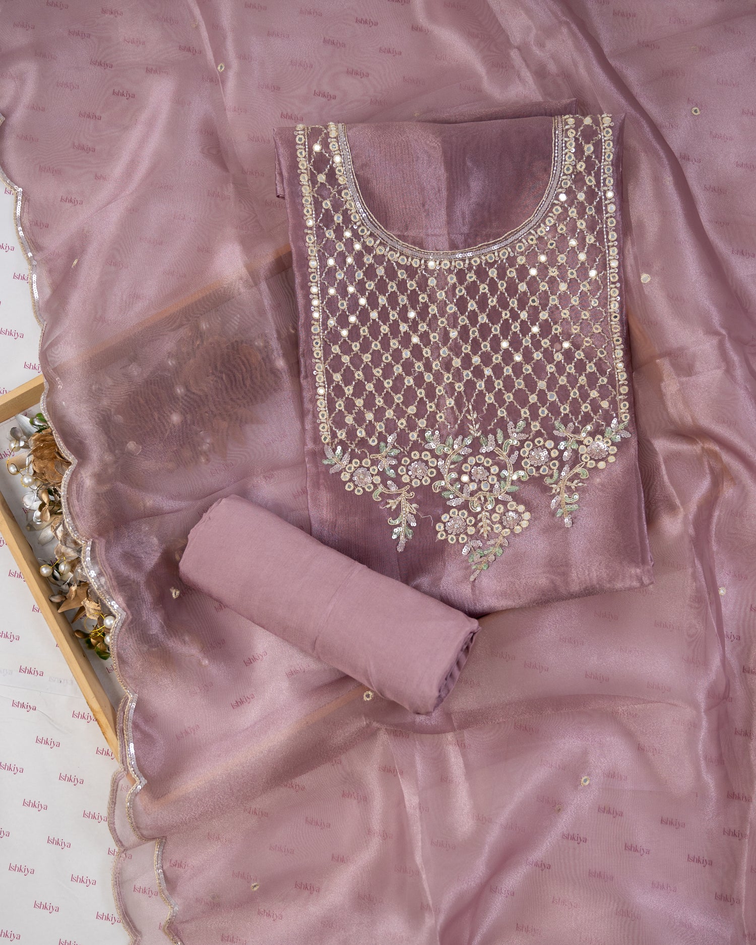 GULISTAN-Unstitched Organza Tissue Suit Set