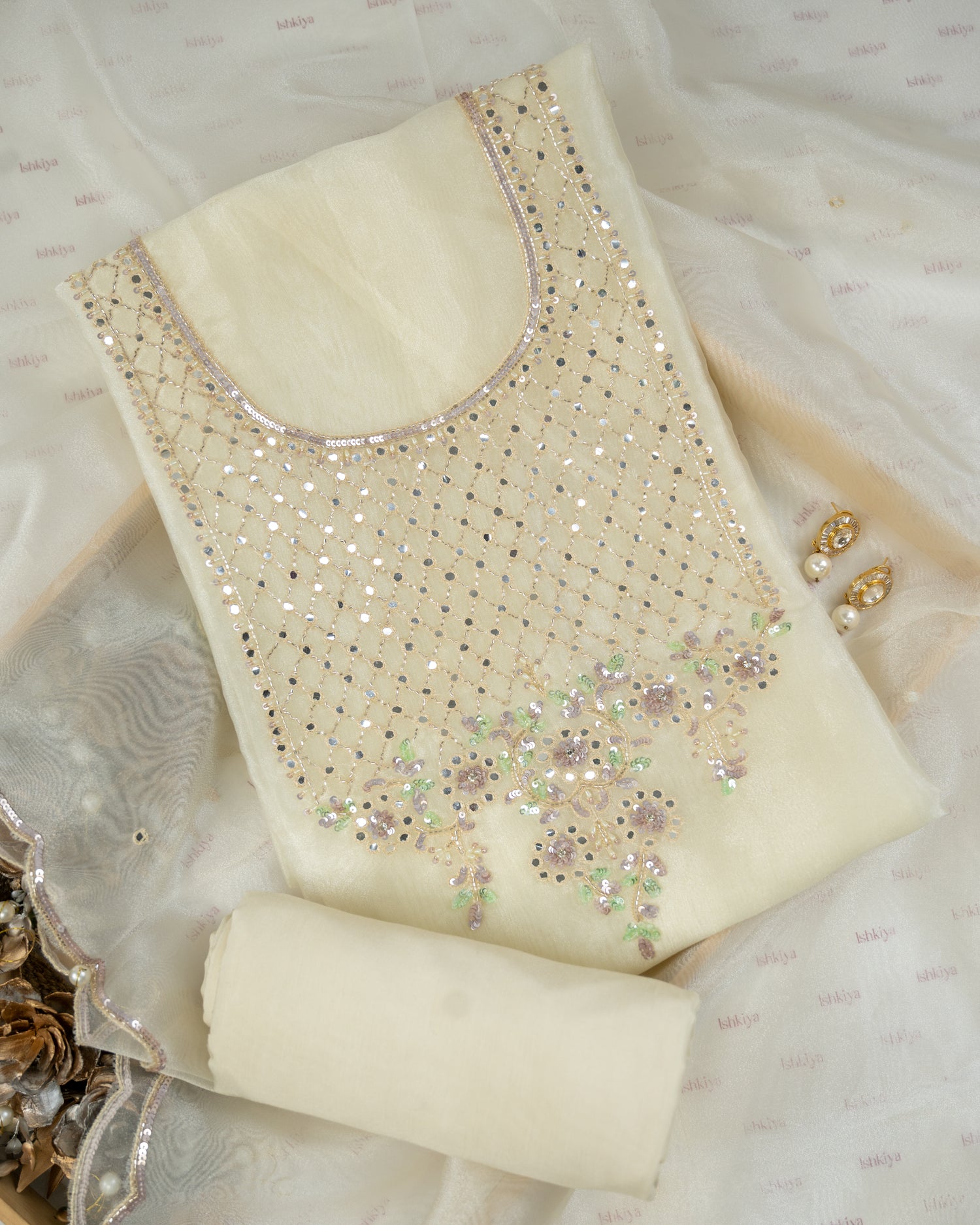 GULISTAN-Unstitched Organza Tissue Suit Set