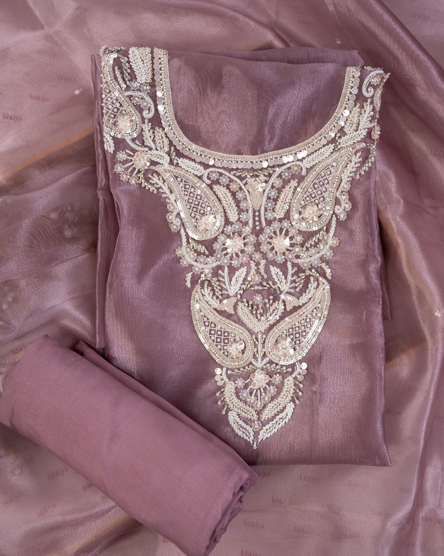 SABZ-Unstitched Organza Tissue Suit Set