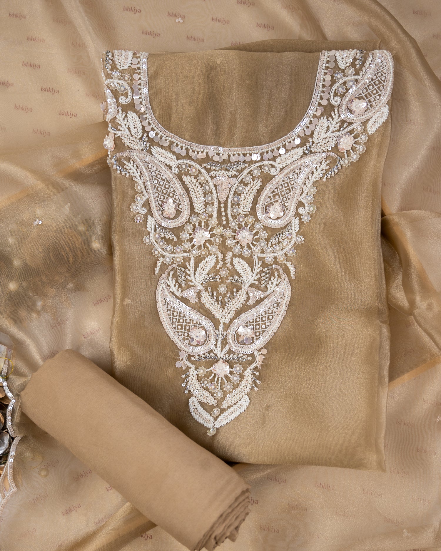 SABZ-Unstitched Organza Tissue Suit Set