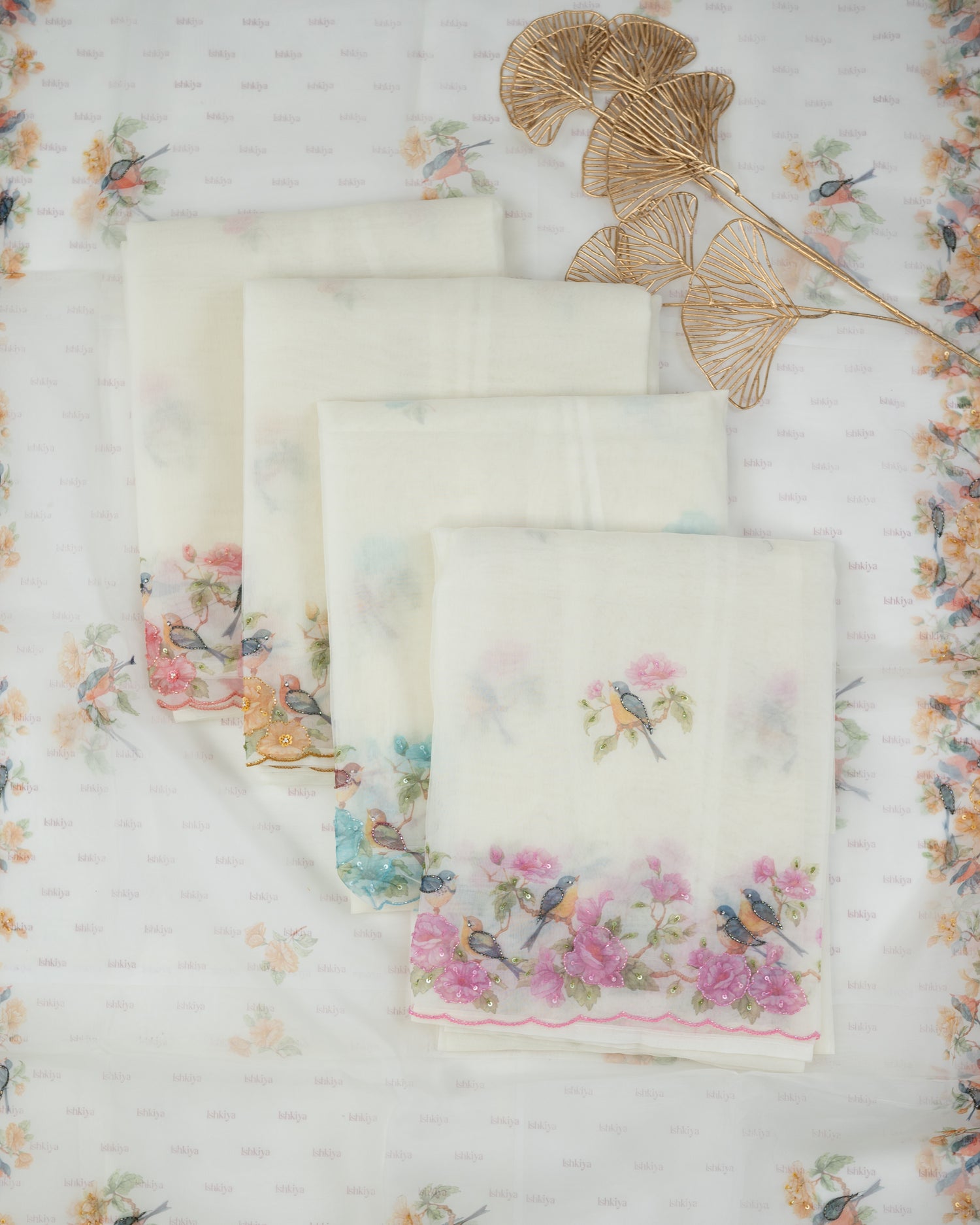 AFSANA-Unstitched Organza Tissue Suit Set
