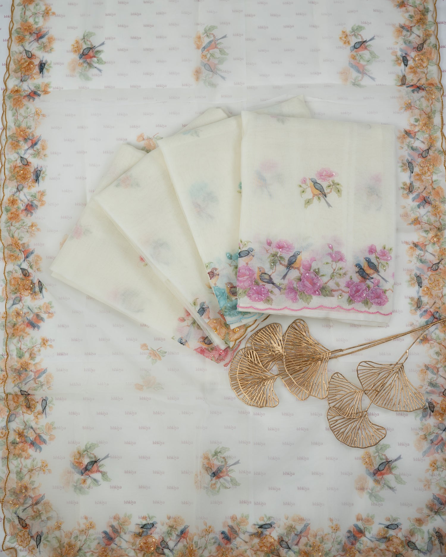AFSANA-Unstitched Organza Tissue Suit Set
