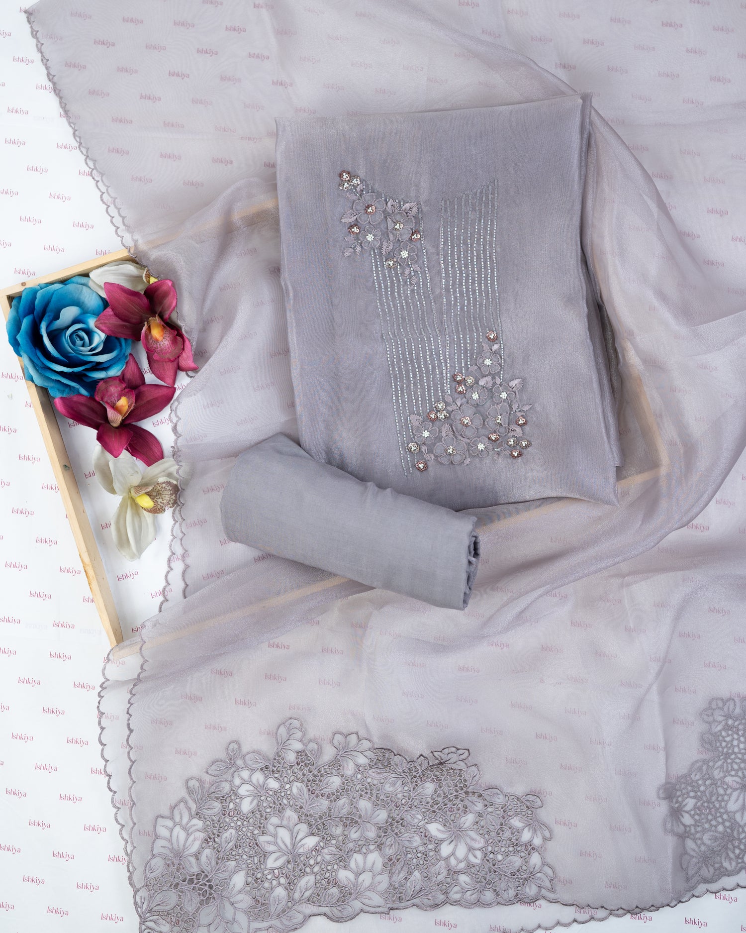 BASANT-Unstitched Organza Tissue Suit Set