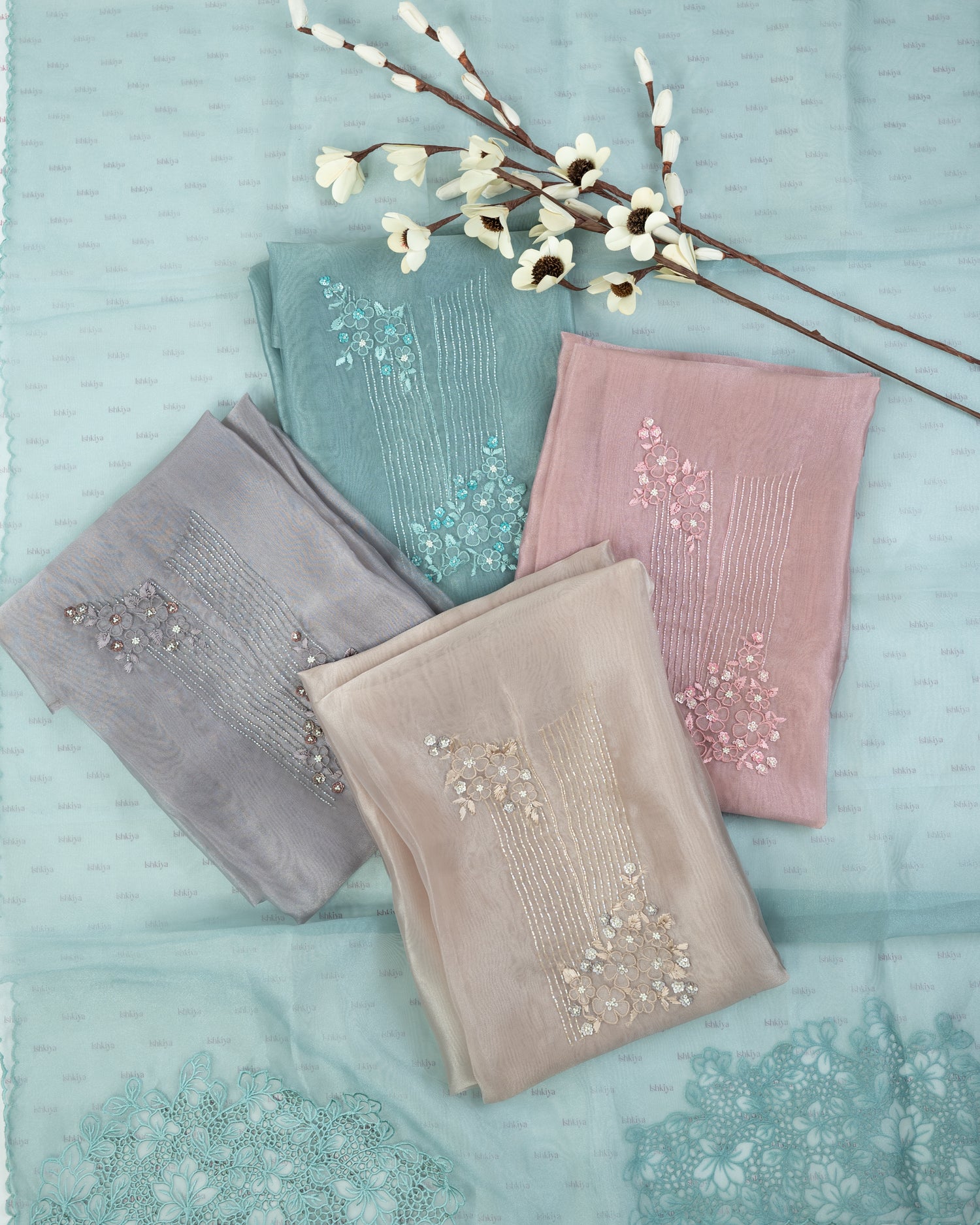 BASANT-Unstitched Organza Tissue Suit Set